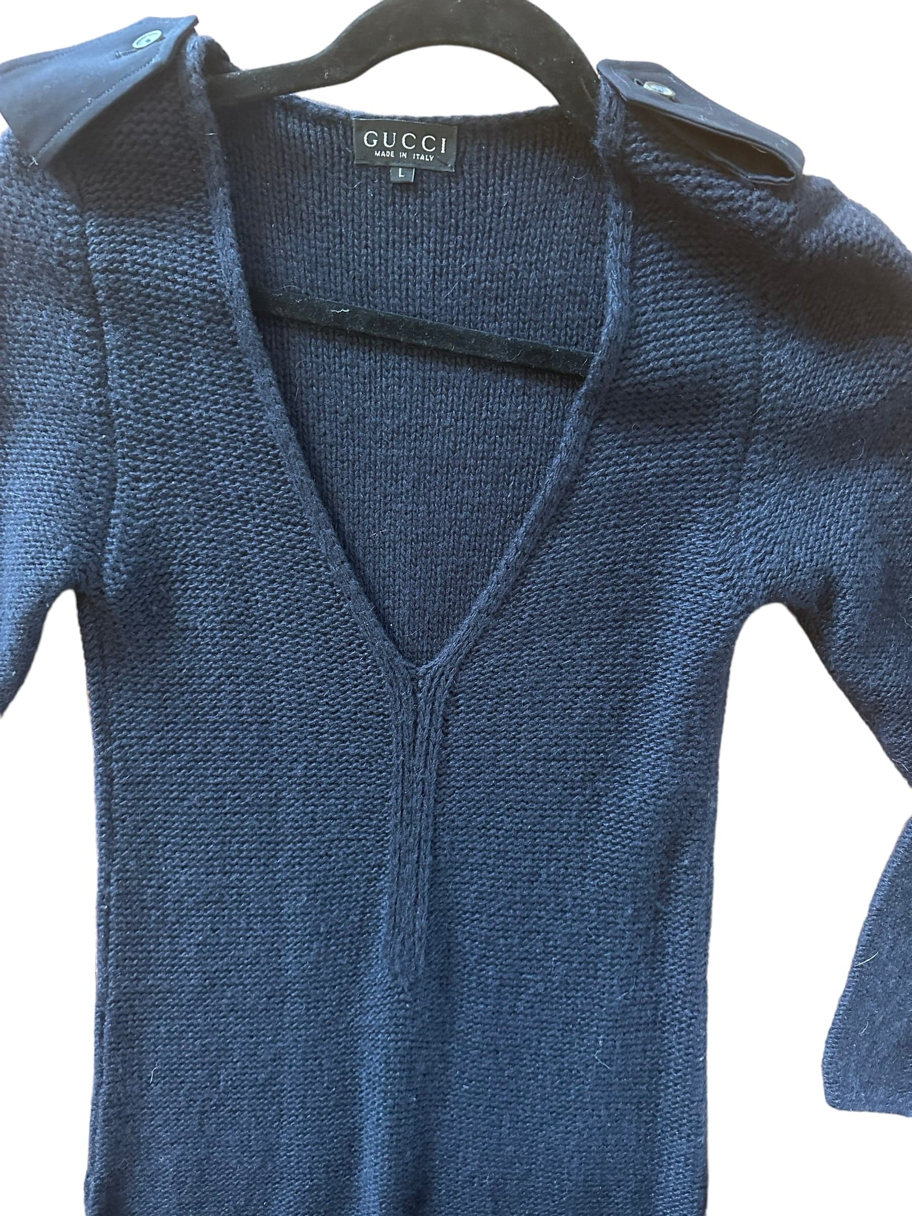 Gucci Tom Ford 1996 cashmere plunge epaulet maxi dress size L fits many - Thumbnail 7