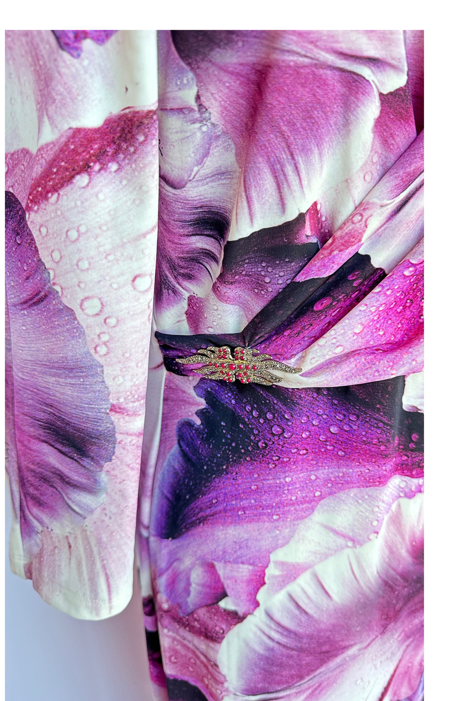 Roberto Cavalli Iris Print Pink Purple Dress Gown Size 48 - Thumbnail 8