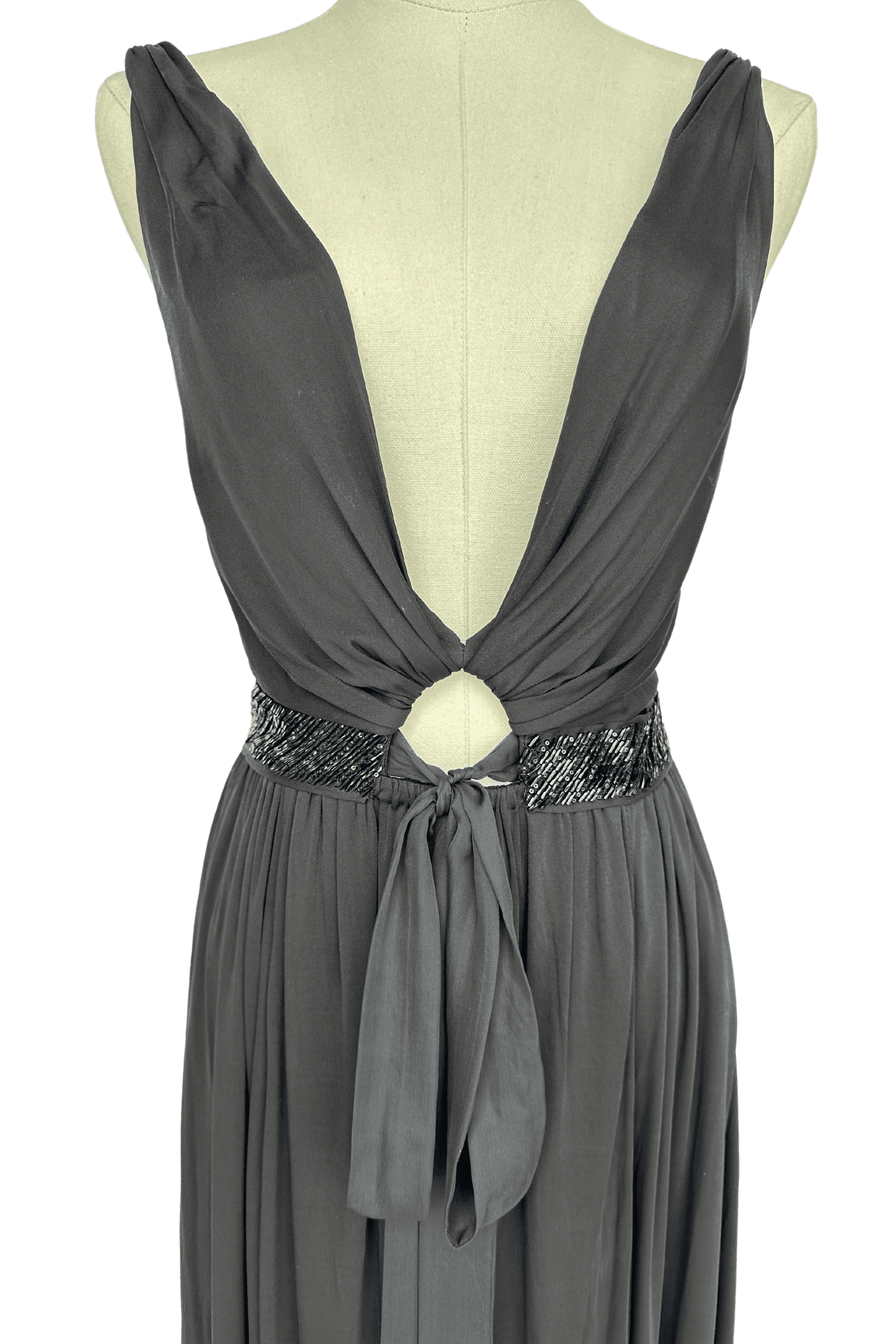 Roberto Cavalli Black Floral Printed and Embellished Waist Maxi Dress Size IT38 - Thumbnail 5
