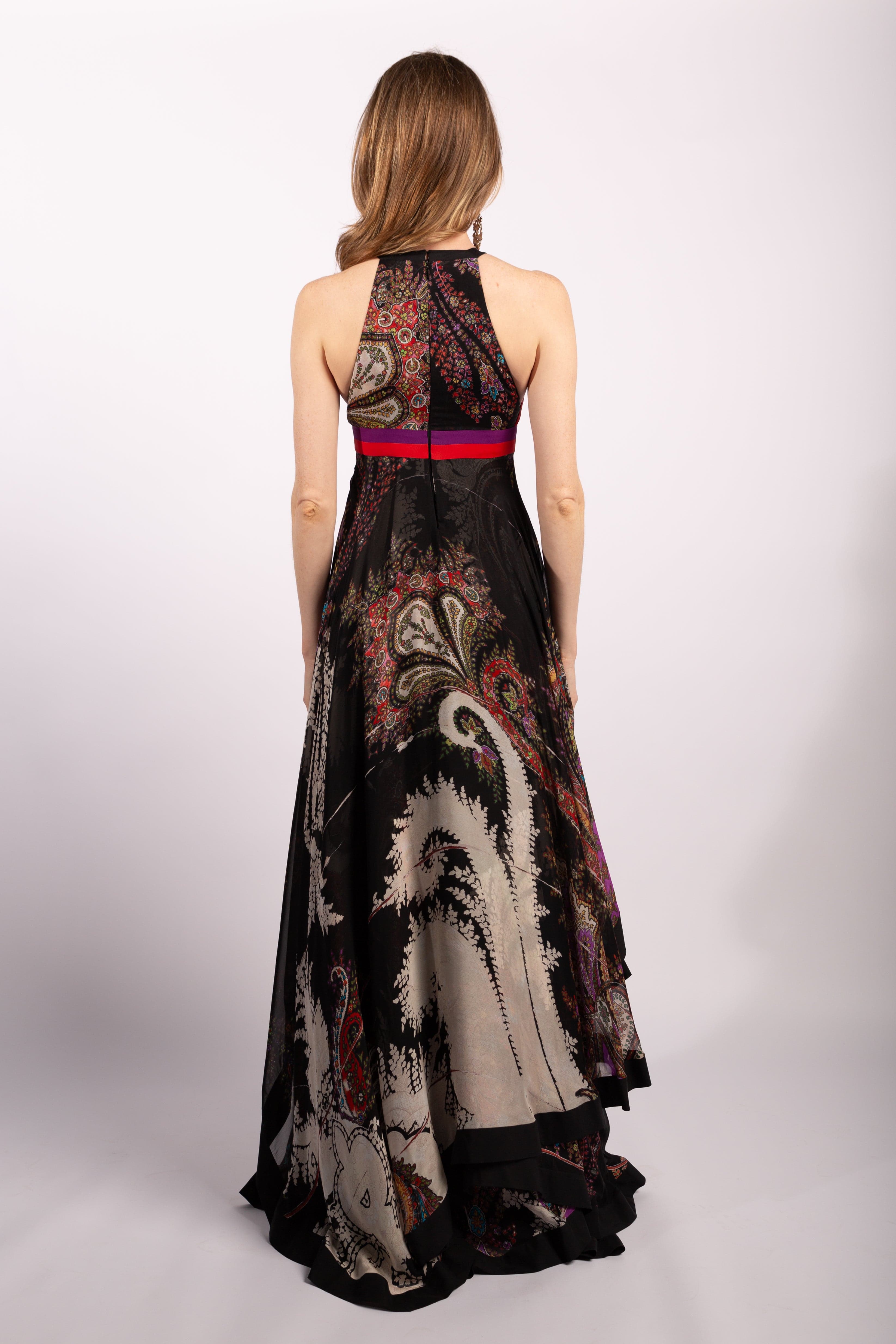 Gucci Dress Runway 2007 Paisley Print Boho Gown in Silk Chiffon, Size IT38 - Thumbnail 3