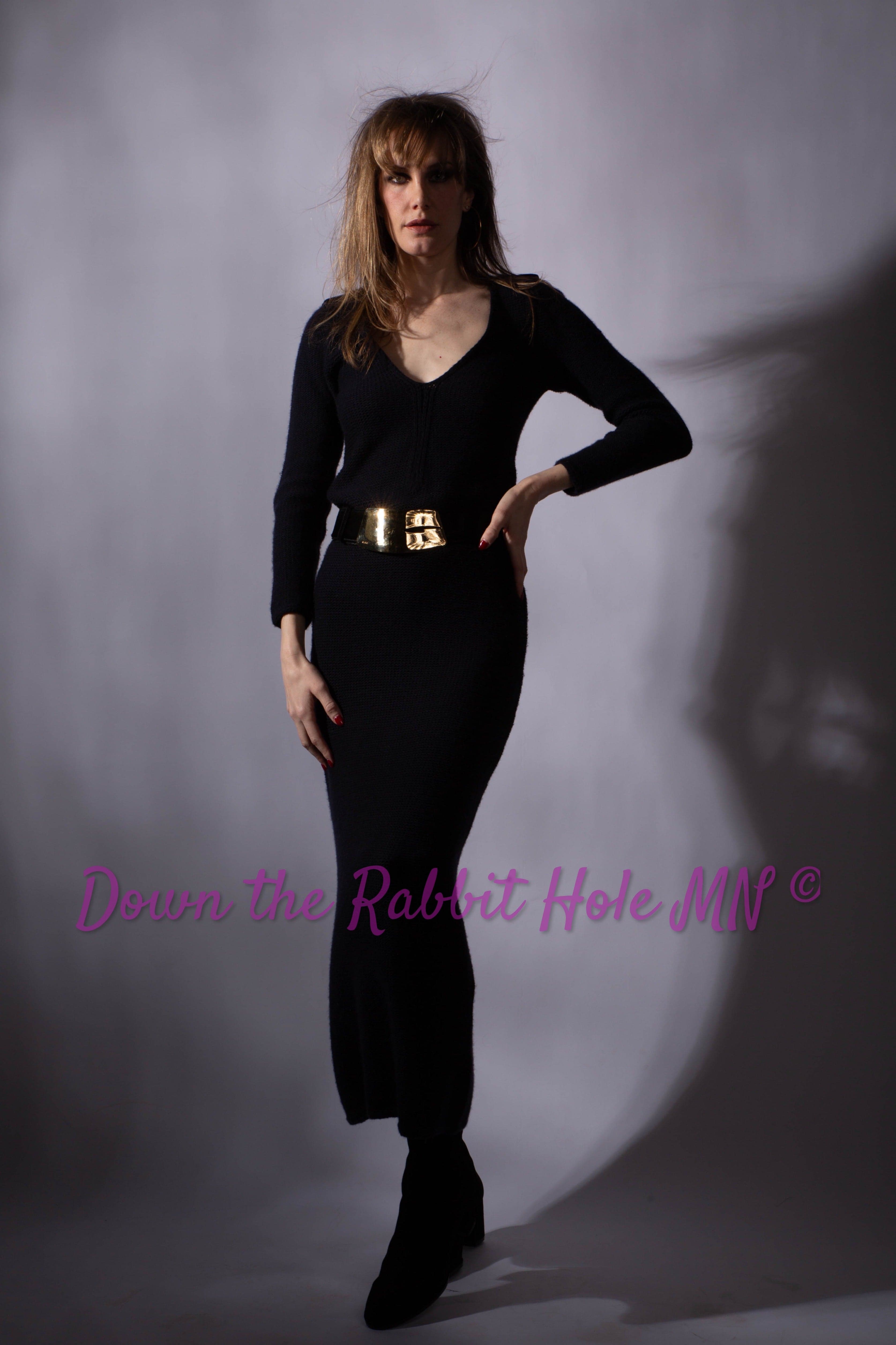 Gucci Tom Ford 1996 cashmere plunge epaulet maxi dress size L fits many - Thumbnail 11