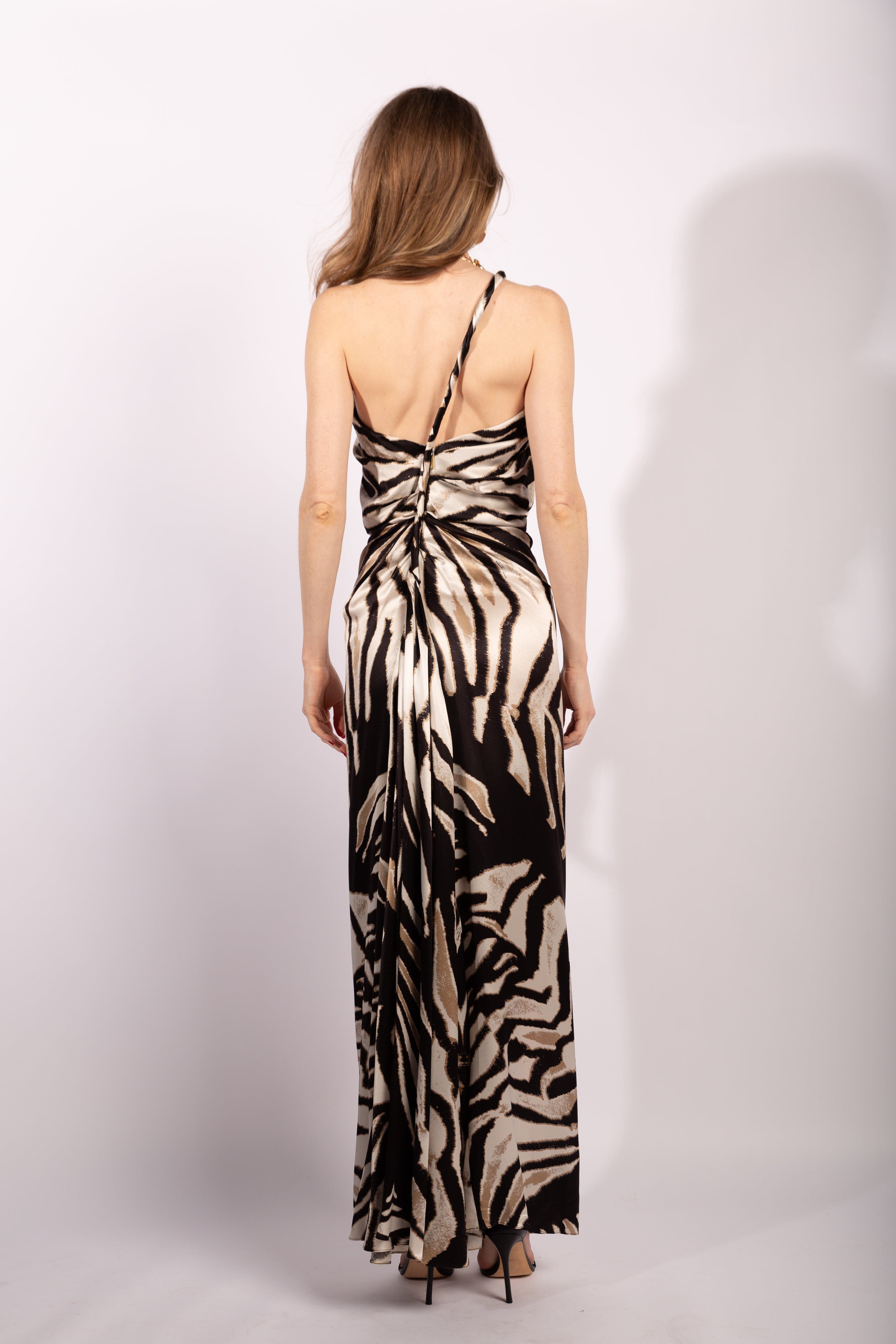 Roberto Cavalli Zebra Print Silk Maxi Dress Size IT38 - Thumbnail 3