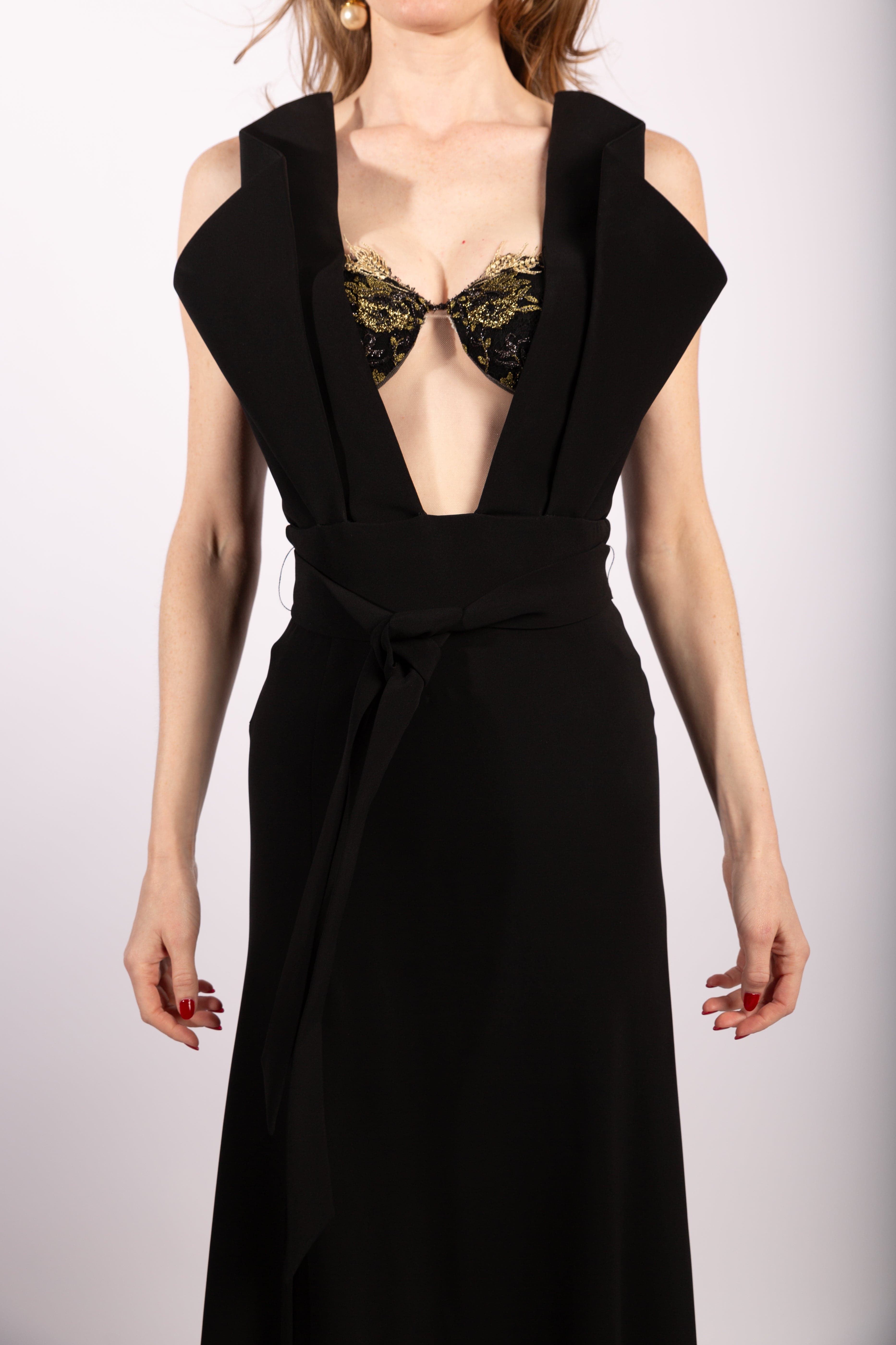 La Perla Black Origami Peekaboo Gown Runway 2017, Size US4 - Thumbnail 2
