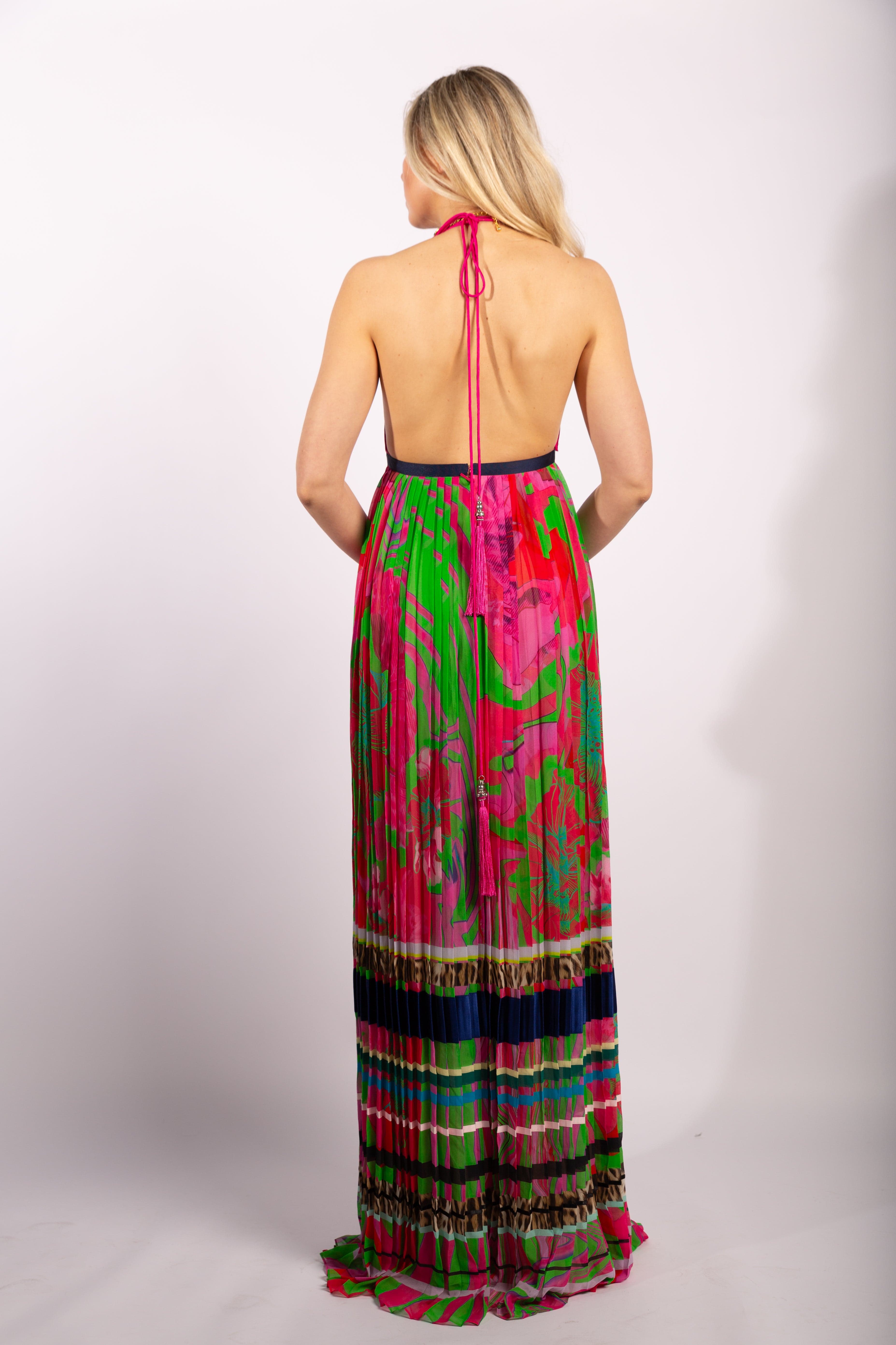 Roberto Cavalli 2015 Multi Color Maxi Long Halter Dress Size IT40 - Thumbnail 5