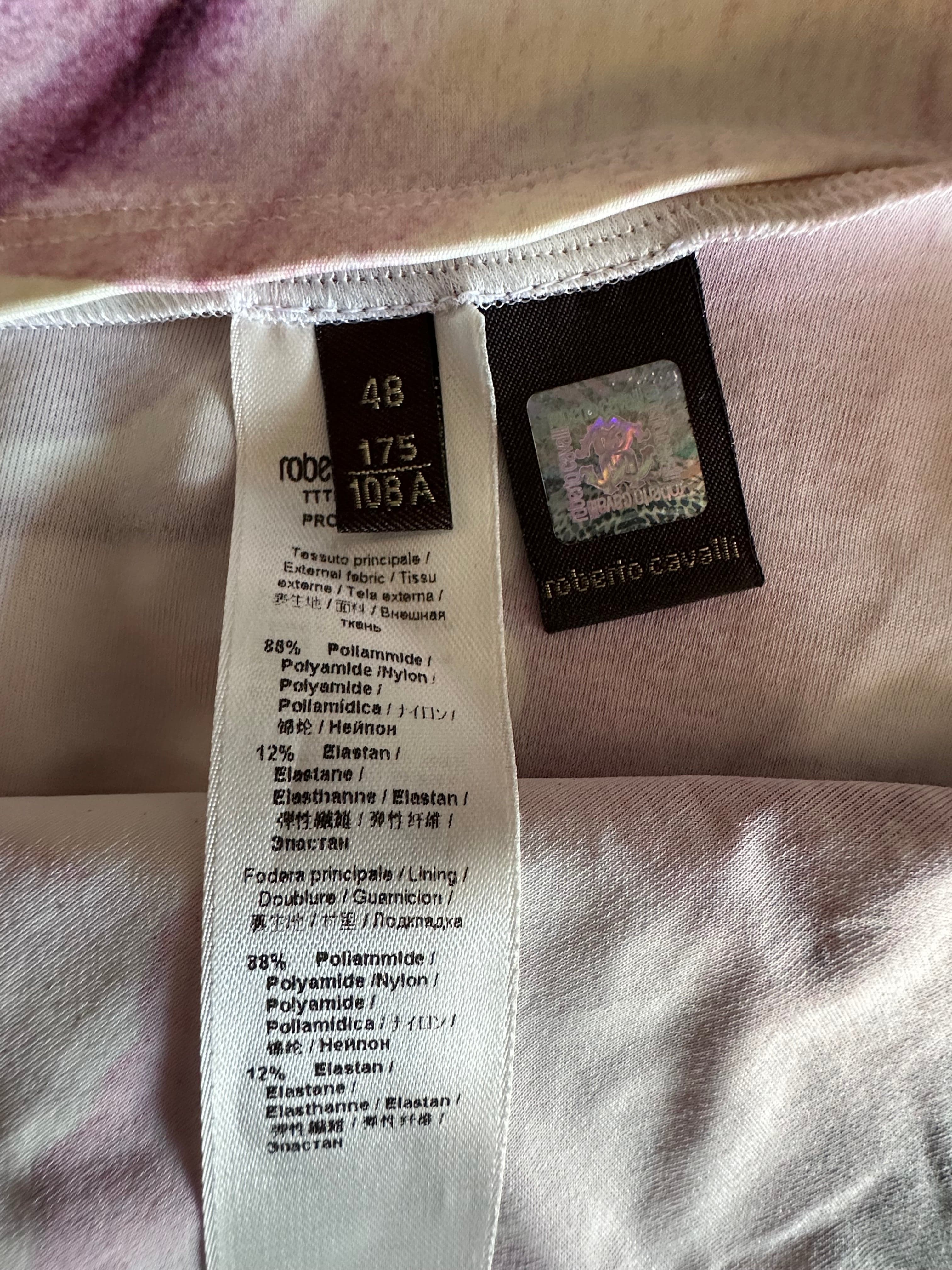 Roberto Cavalli Iris Print Pink Purple Dress Gown Size 48 - Thumbnail 9