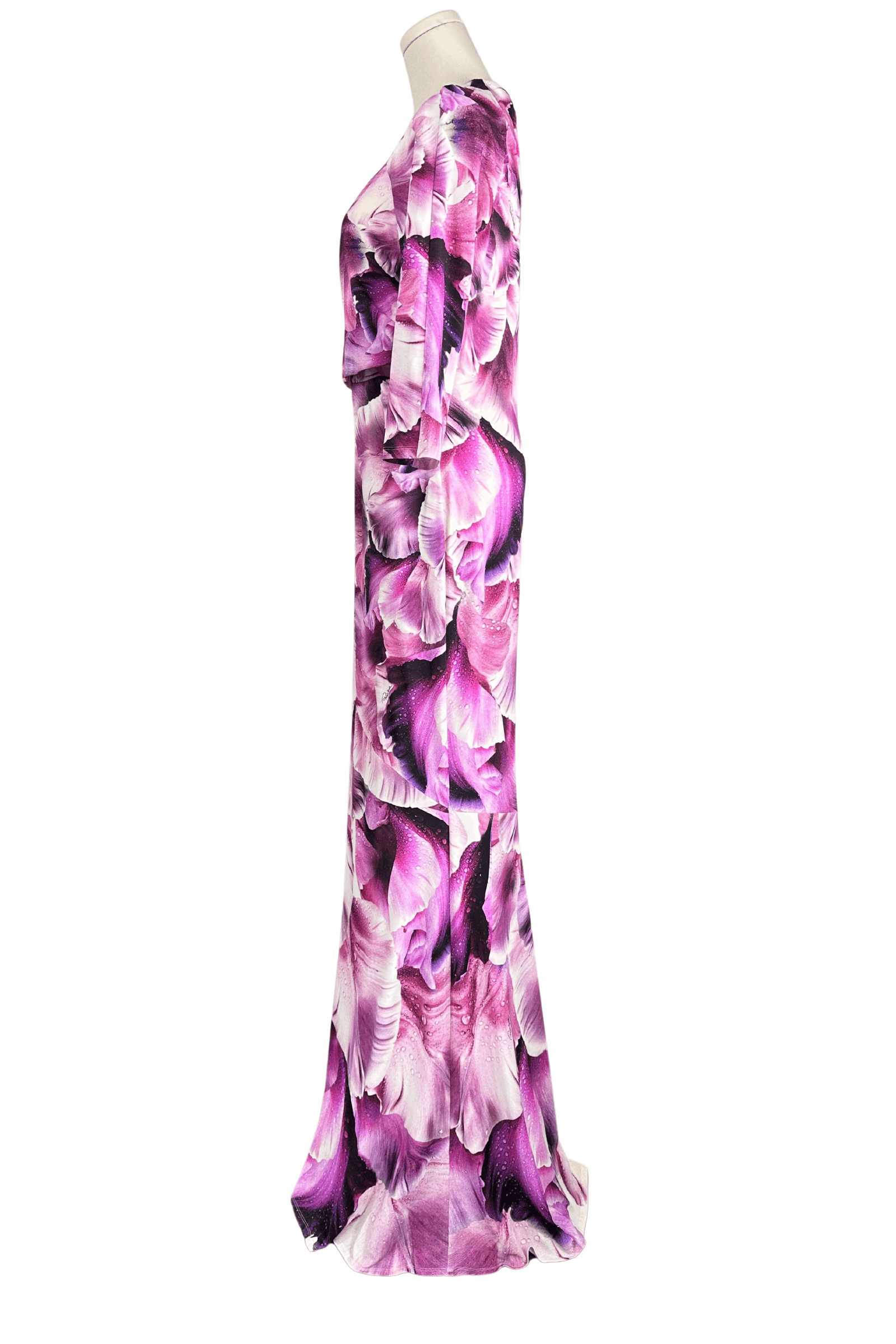 Roberto Cavalli Iris Print Pink Purple Dress Gown Size 48 - Thumbnail 7