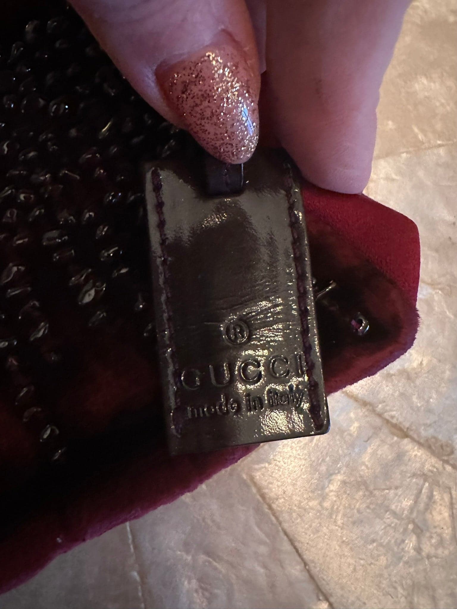 Gucci Tom Ford 1999 red velvet beaded clutch bag - Thumbnail 5