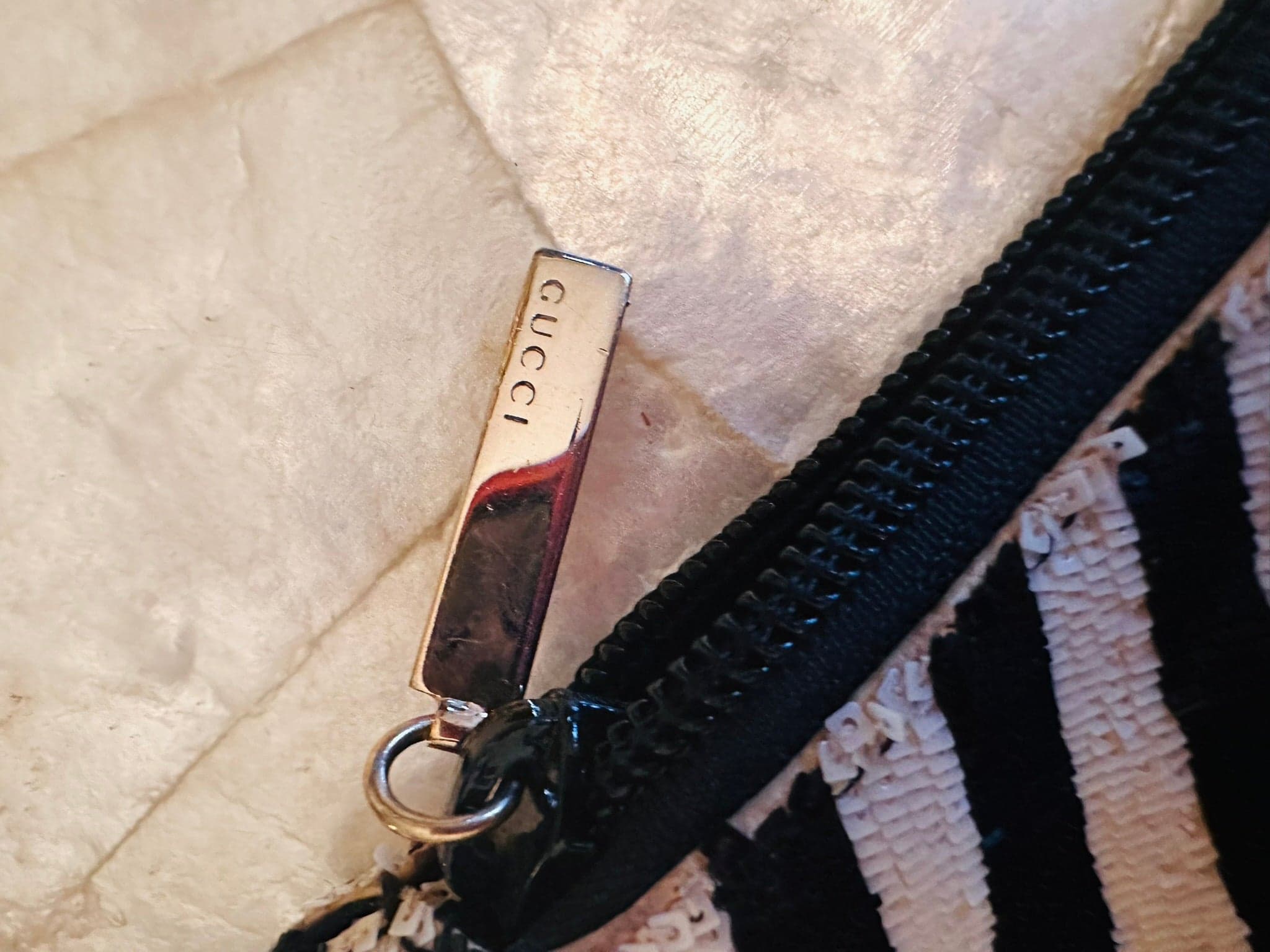 Gucci Tom Ford 2000 black and white striped beaded bag - Thumbnail 5