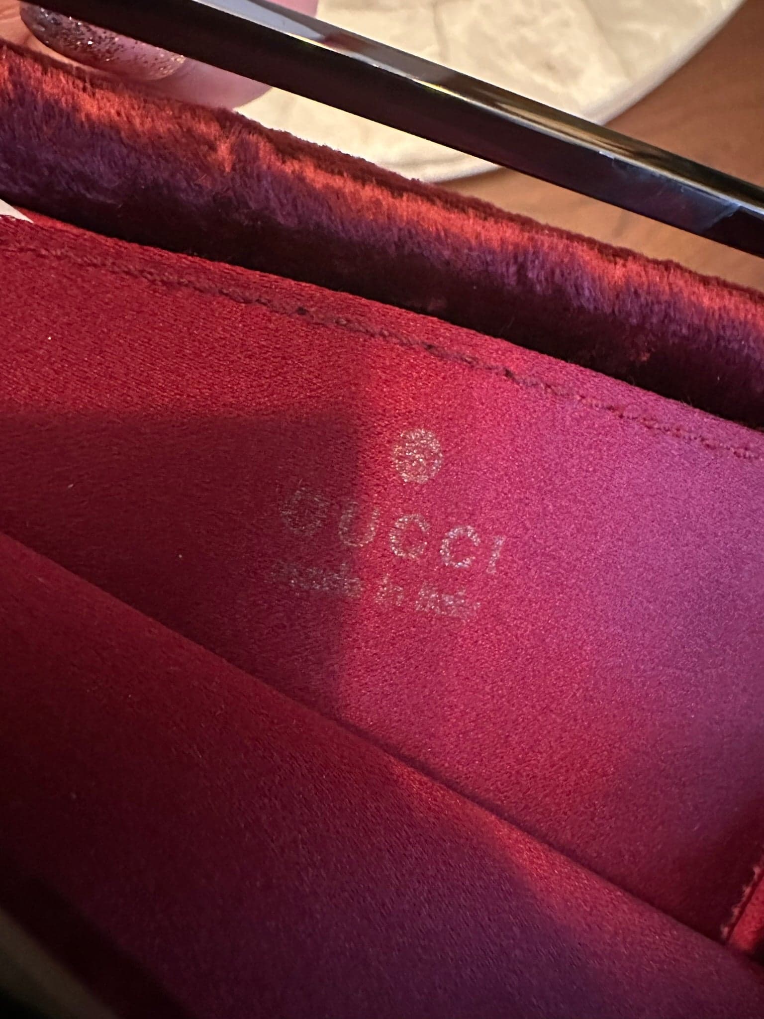 Gucci Tom Ford 1999 red velvet beaded clutch bag - Thumbnail 6