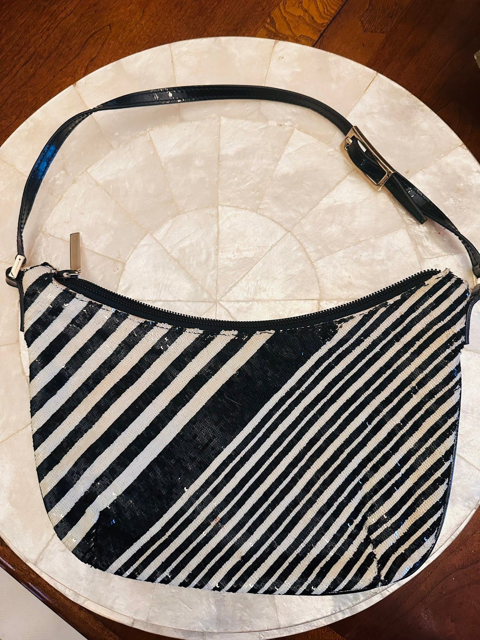 Gucci Tom Ford 2000 black and white striped beaded bag - Thumbnail 2