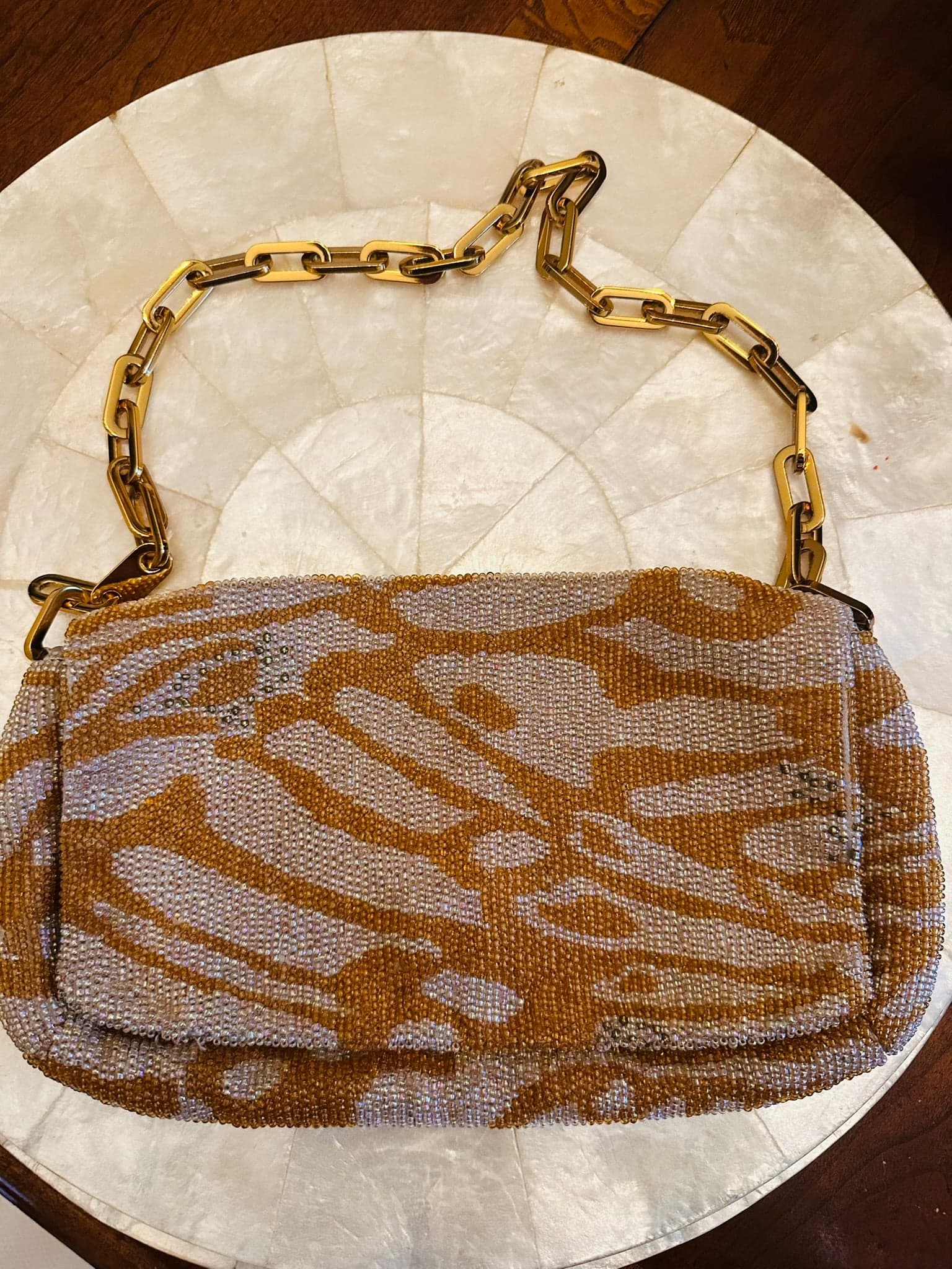 Gucci Tom Ford 2000 ivory gold beaded bag purse - Thumbnail 4