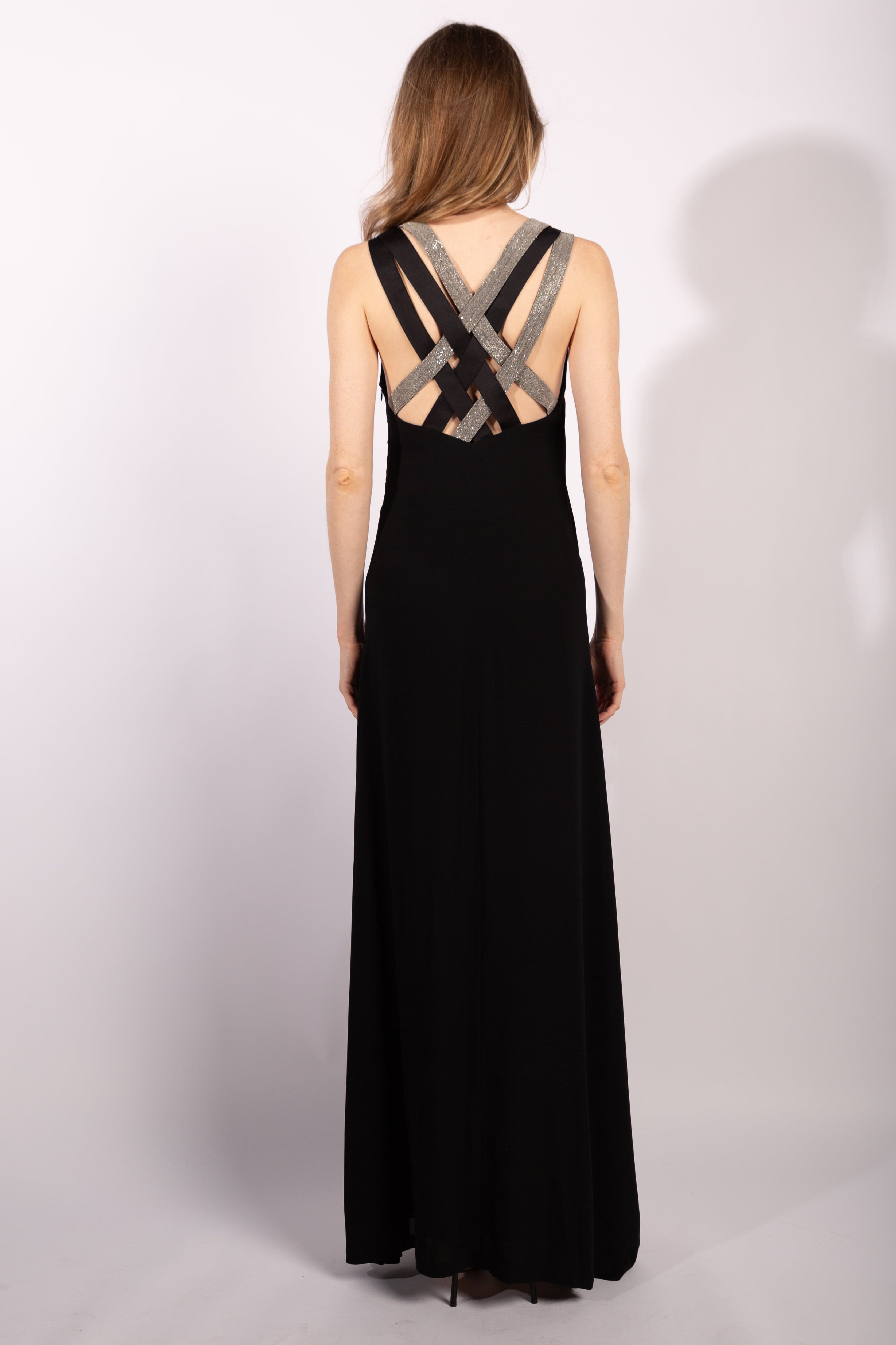 Brunello Cucinelli Black Monili-Strap Maxi Dress, Size XS - Thumbnail 2