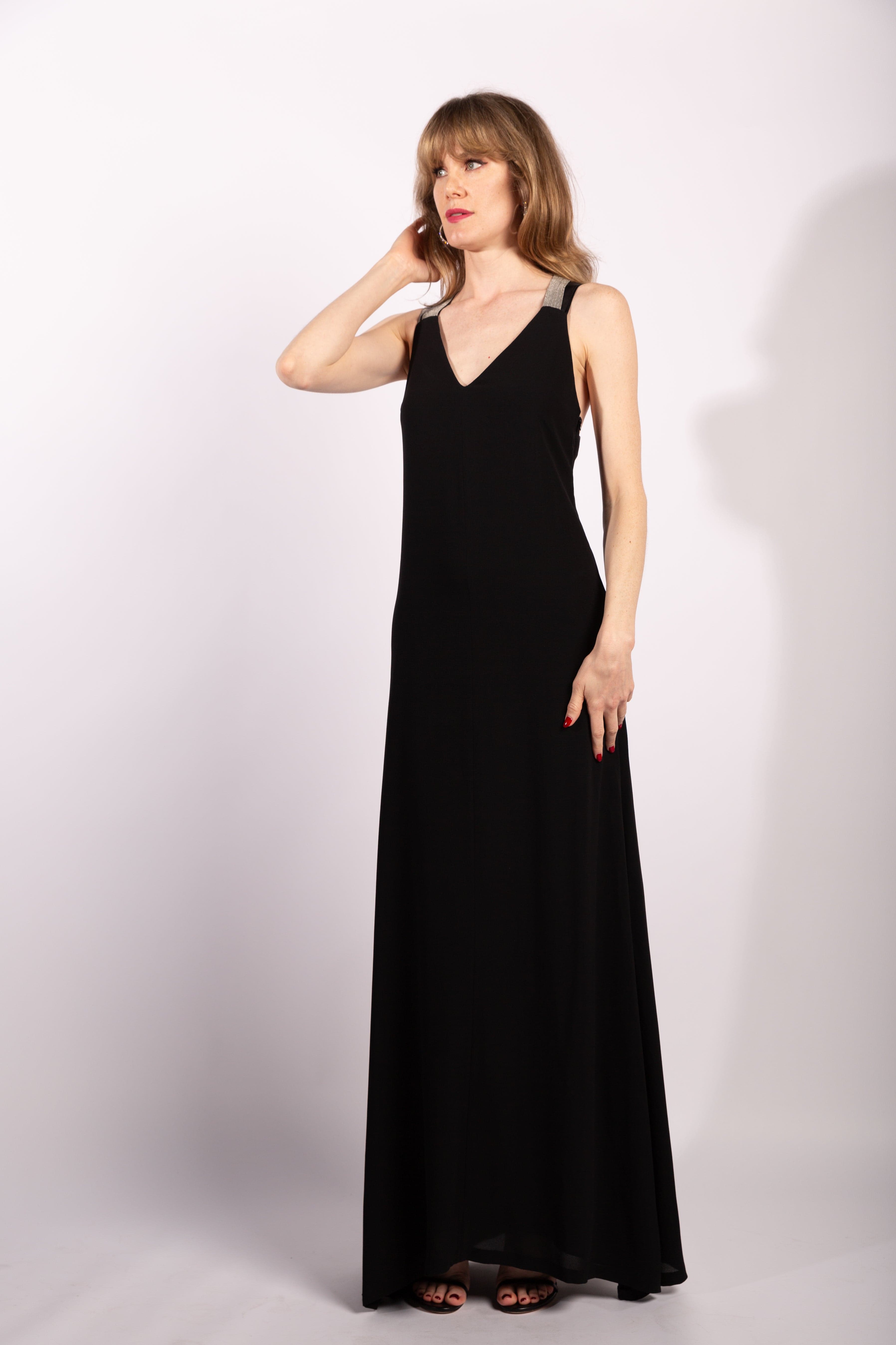 Brunello Cucinelli Black Monili-Strap Maxi Dress, Size XS - Thumbnail 4