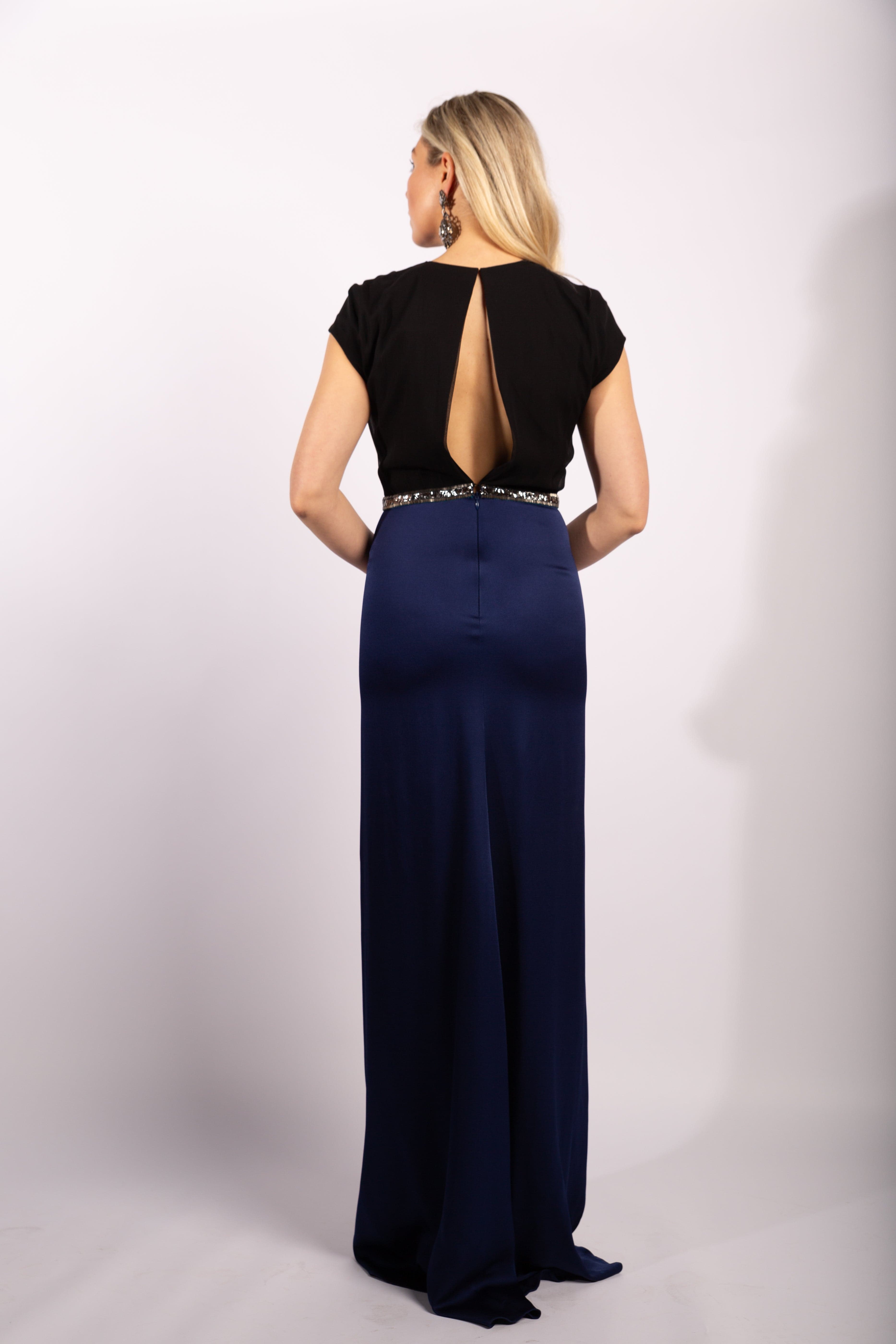 Jenny Packham Color Block Gown with Embellished Belt, Size US6 - Thumbnail 3