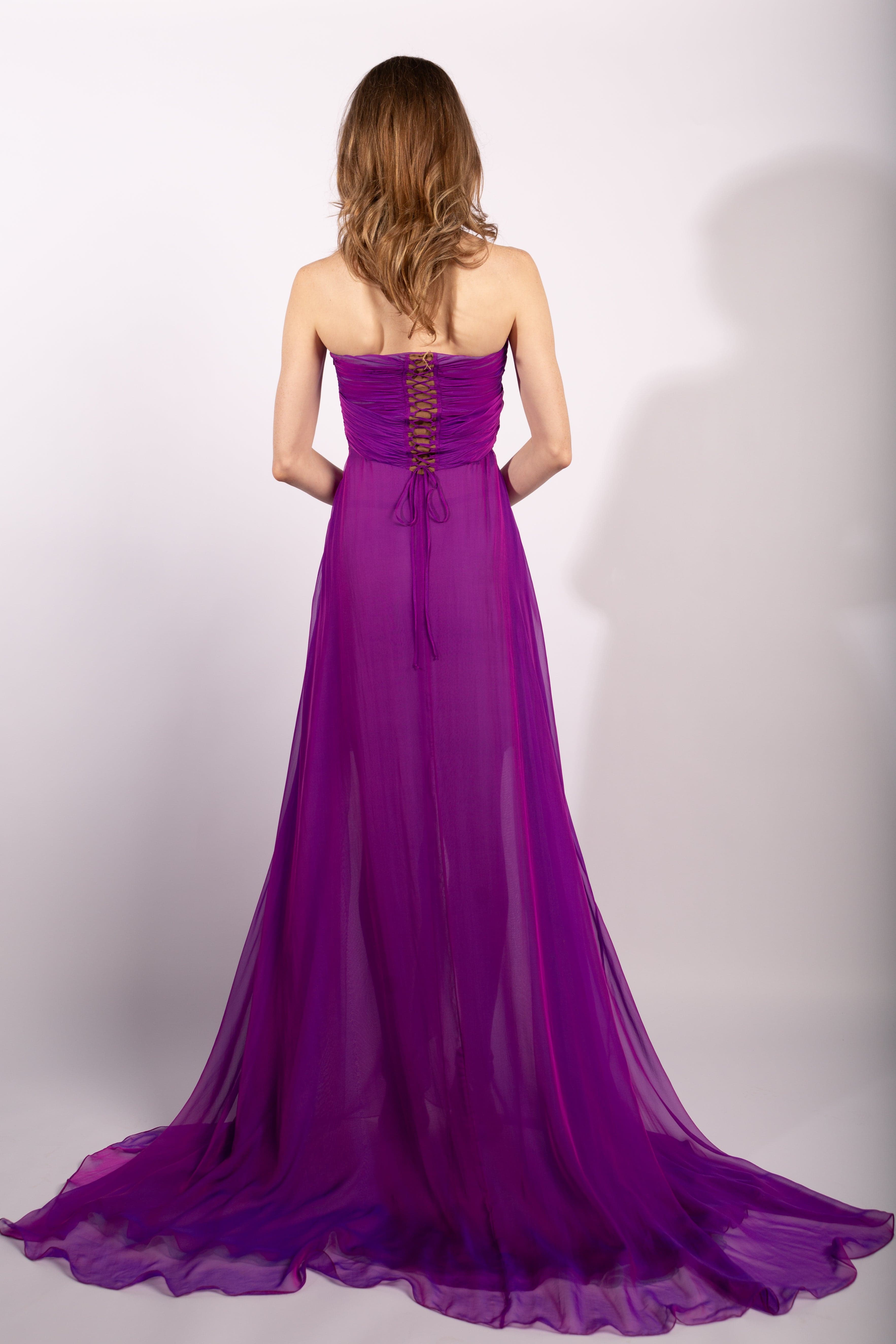 Emanuel Ungaro Iridescent Silk Chiffon Gown, Size FR38 - Thumbnail 4