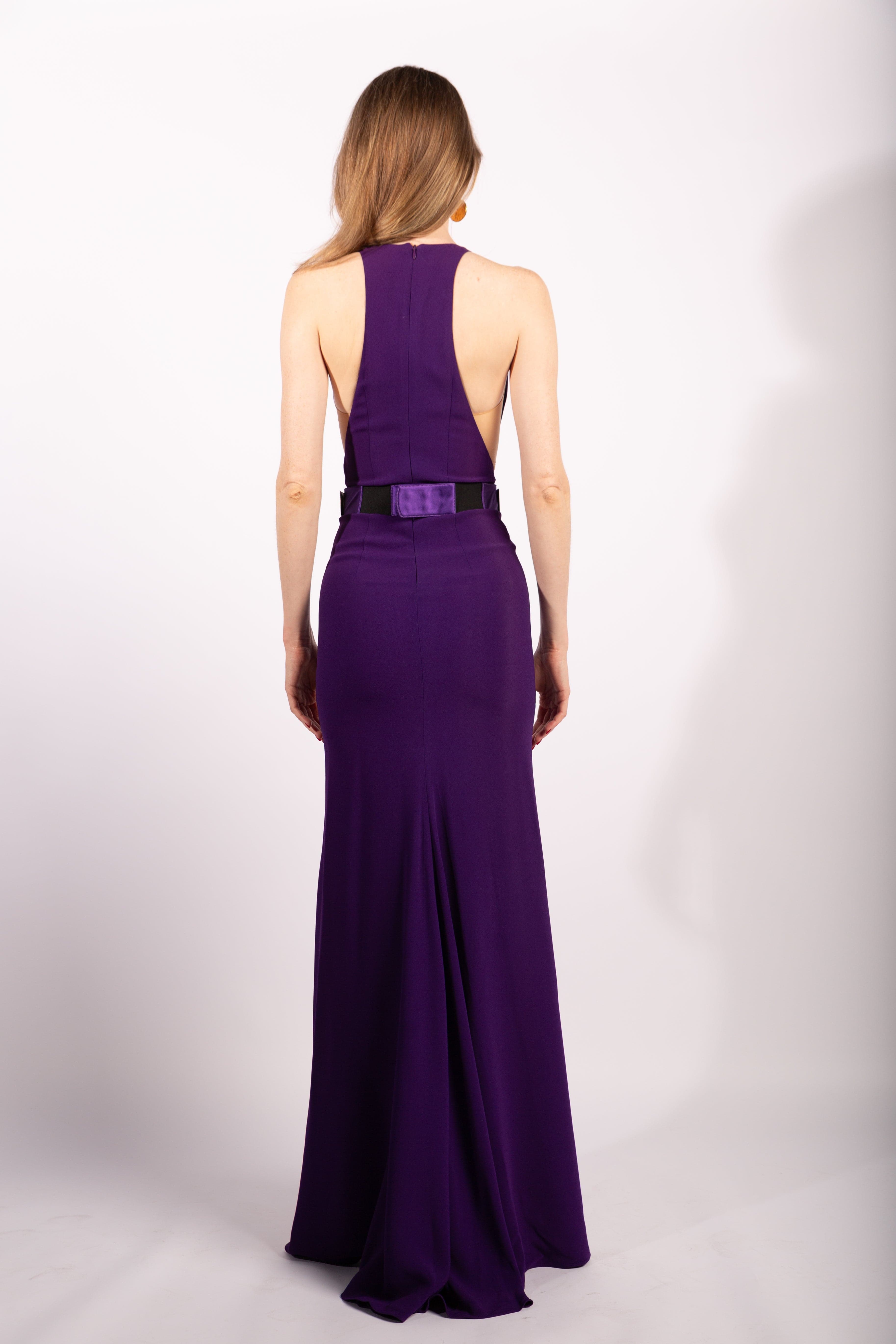Stella McCartney Purple Belted Saskia Gown, FR36 - Thumbnail 3