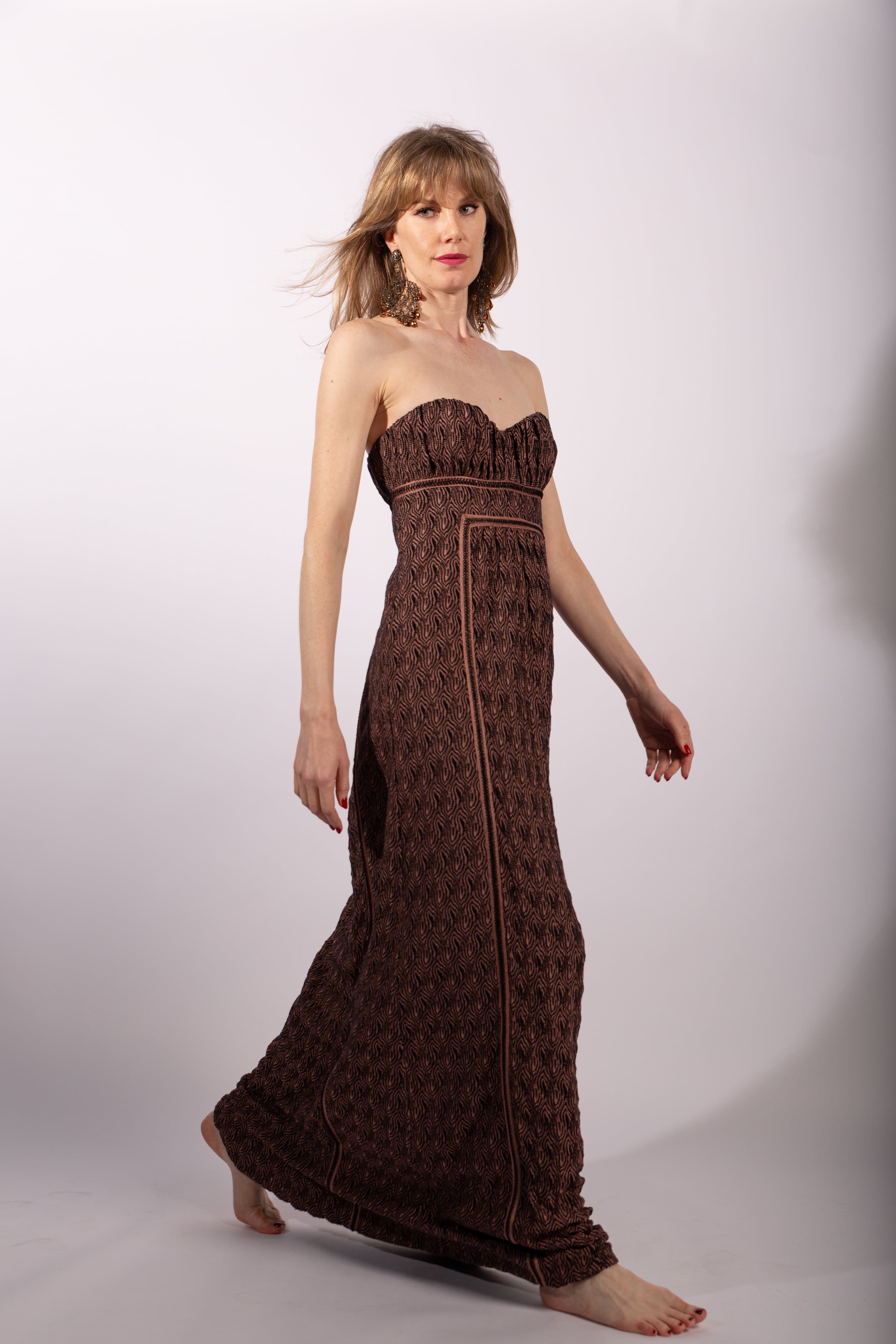 Vintage Orange Label Missoni Strapless Pointelle Knit Gown, Size IT42 - Thumbnail 2