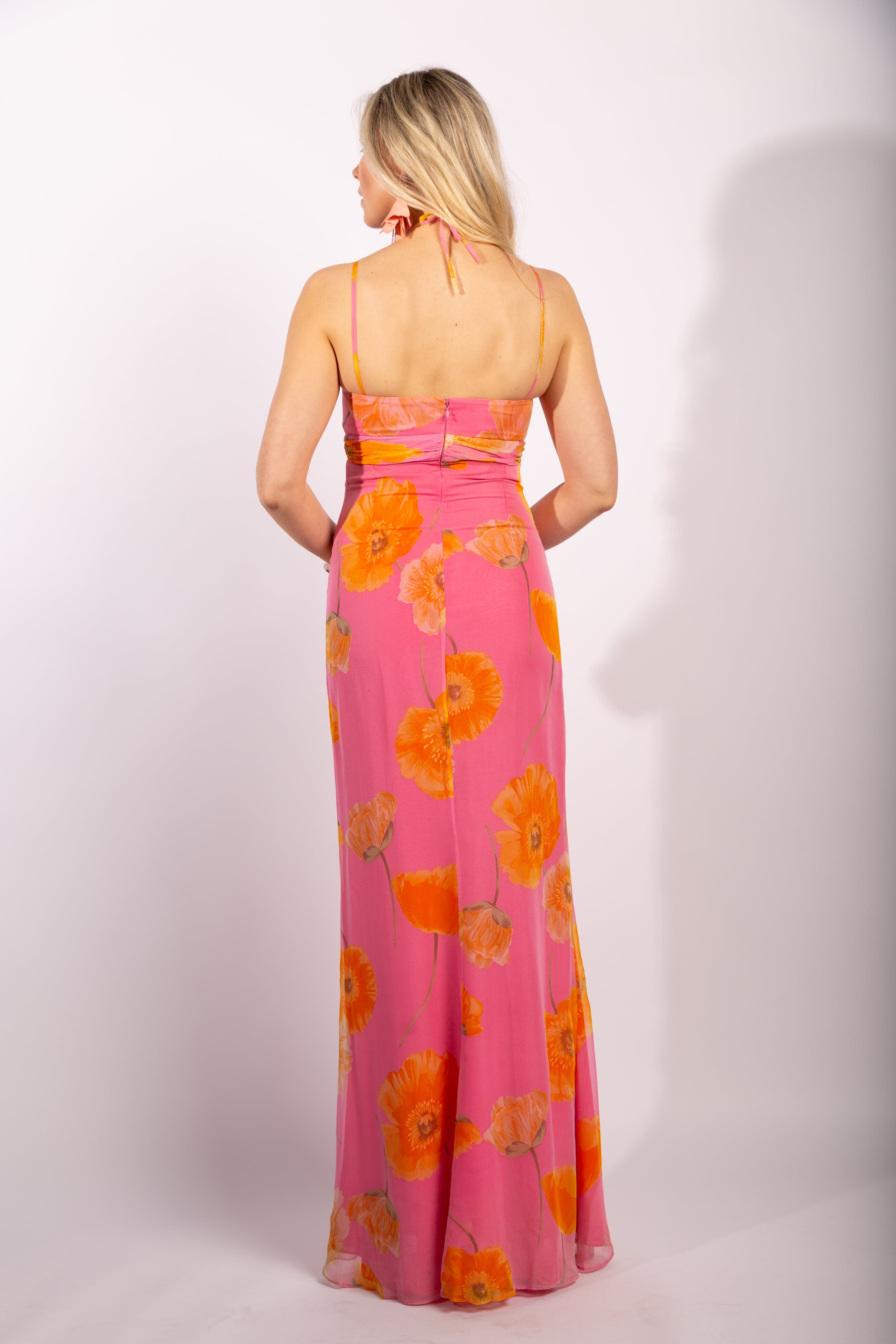 Vintage Escada Couture Silk Dress with Hand Painted Flowers, FR36 - Thumbnail 3
