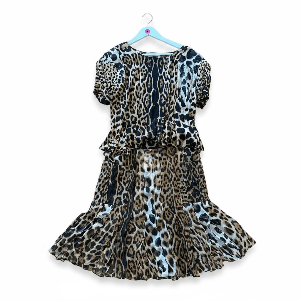 Archival SS 2002 Tom Ford for Yves Saint Laurent Rive Gauche Leopard silk chiffon set F 42 - Thumbnail 7