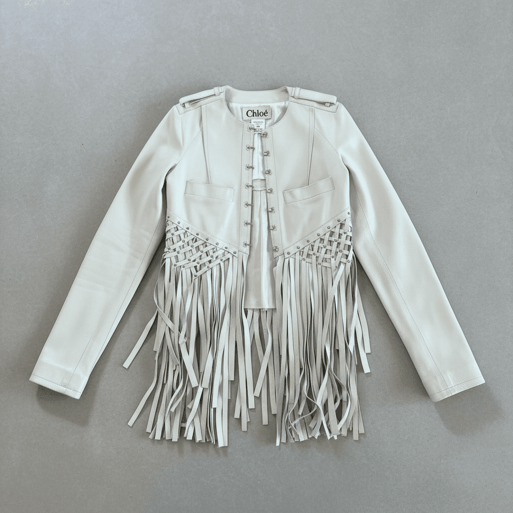Chloe Phoebe Philo runway 2003 leather fringe jacket F 38 - Thumbnail 7