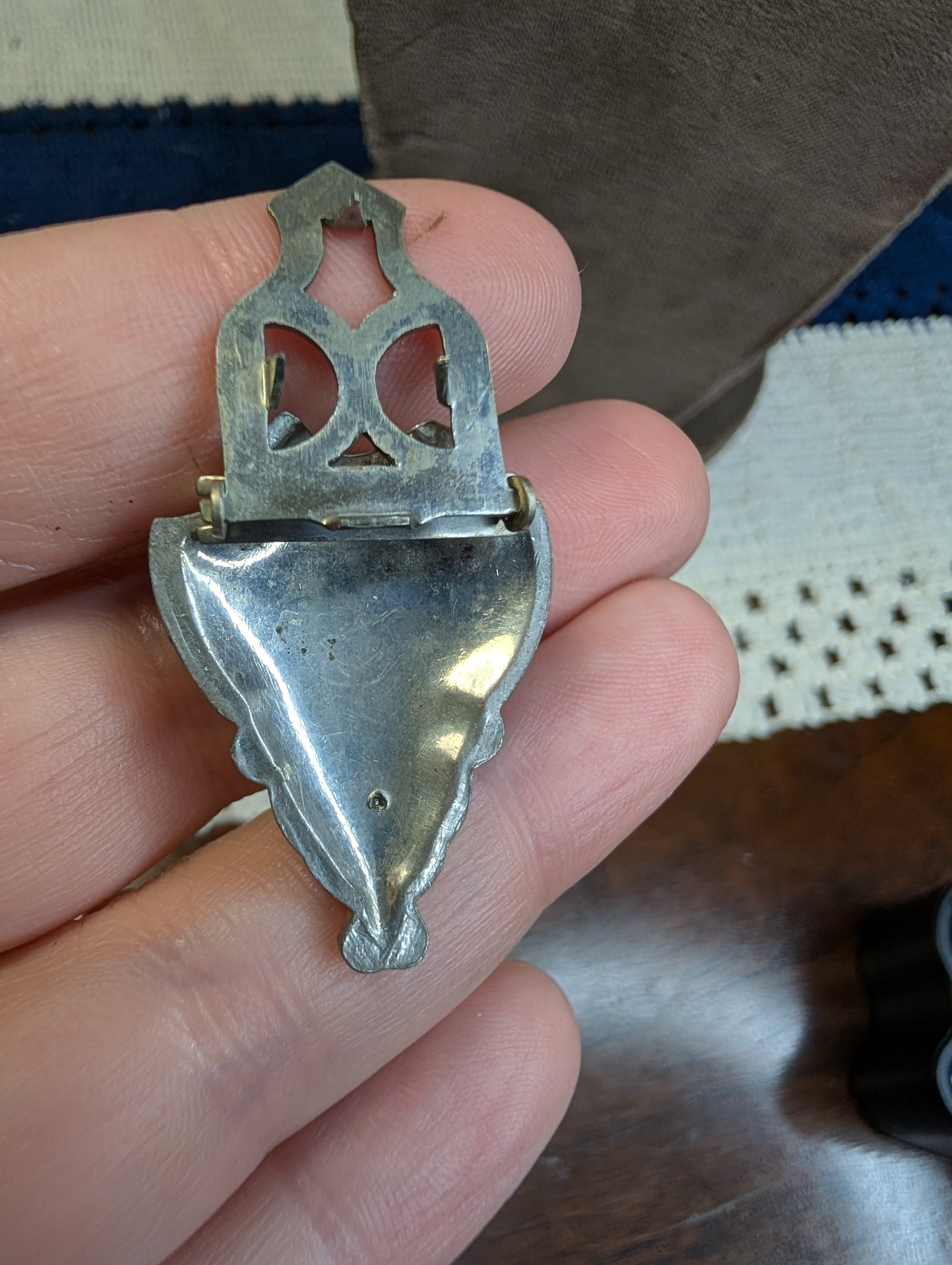 Vintage Art Deco Silver Tone Paste Glass Dress Clip - Thumbnail 13