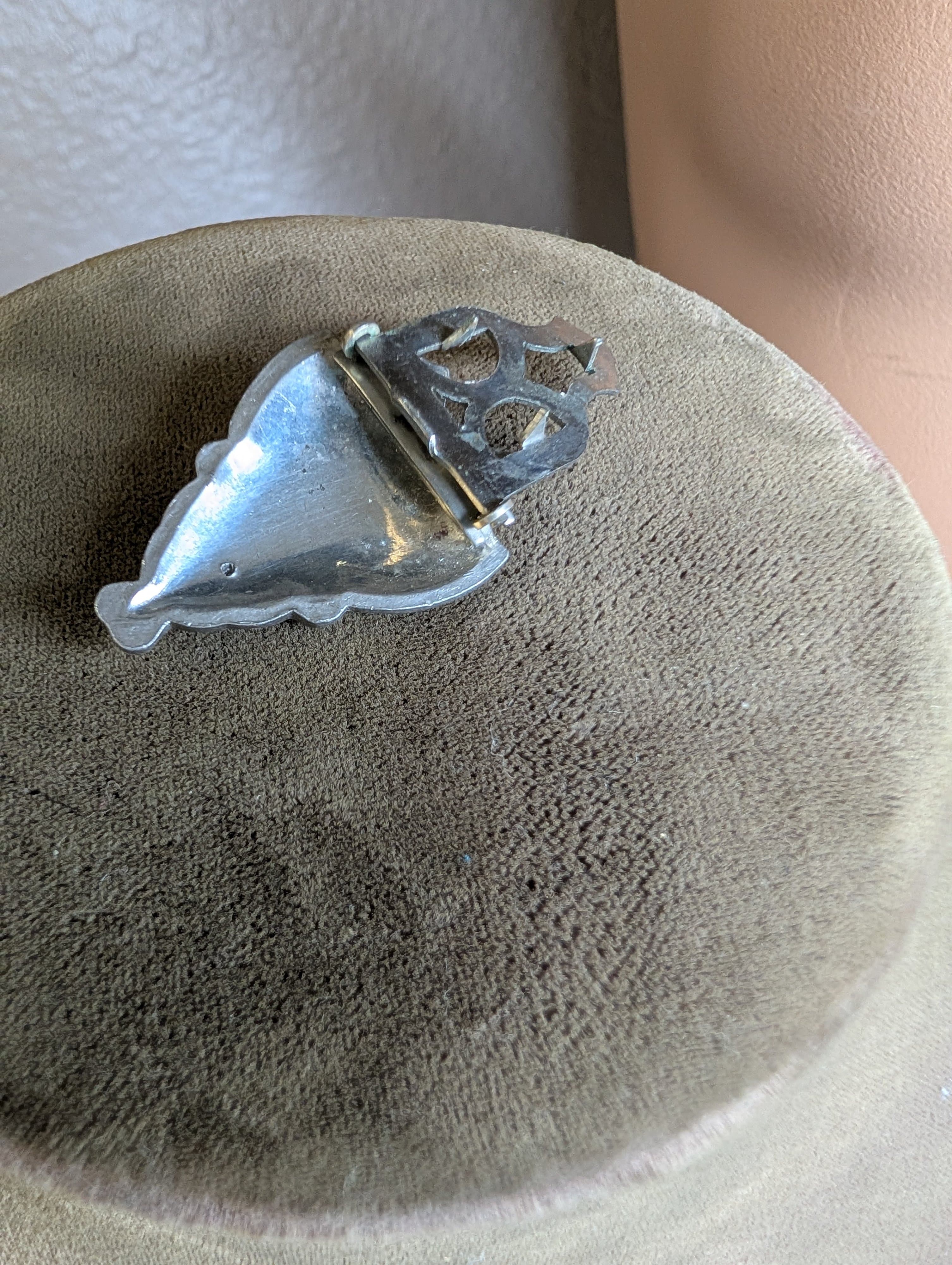 Vintage Art Deco Silver Tone Paste Glass Dress Clip - Thumbnail 12