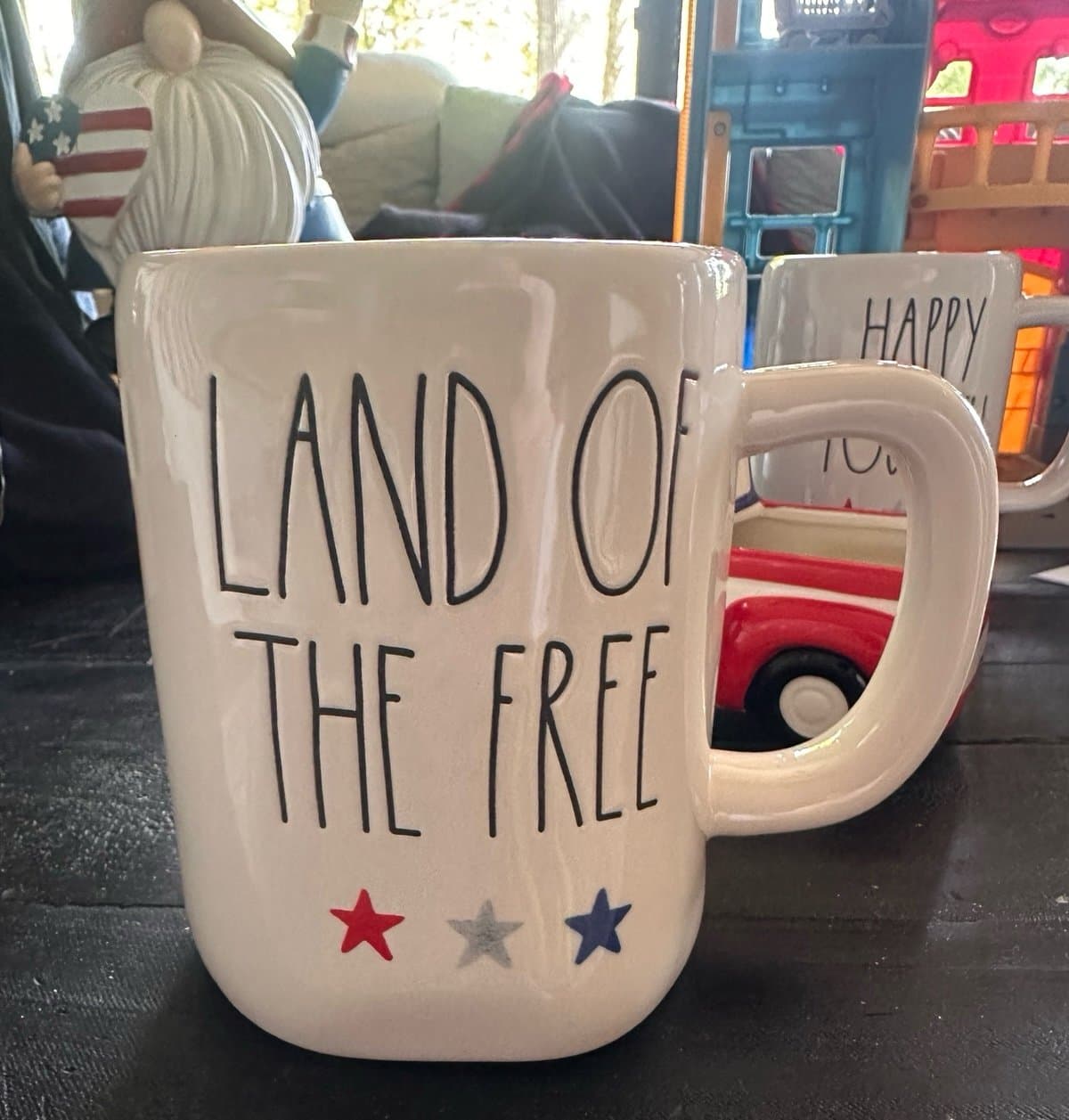Rae Dunn "LAND OF THE FREE" Patriotic Coffee Mug – Red & White and Blue