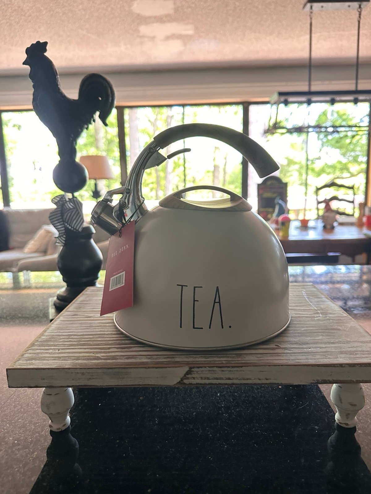 Rae Dunn "TEA." Enamel Stovetop Whistling Tea Kettle