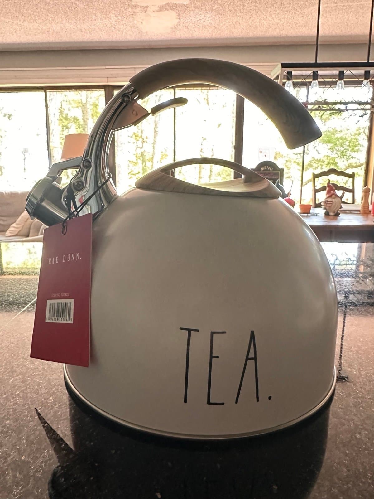 Rae Dunn "TEA." Enamel Stovetop Whistling Tea Kettle - Thumbnail 3