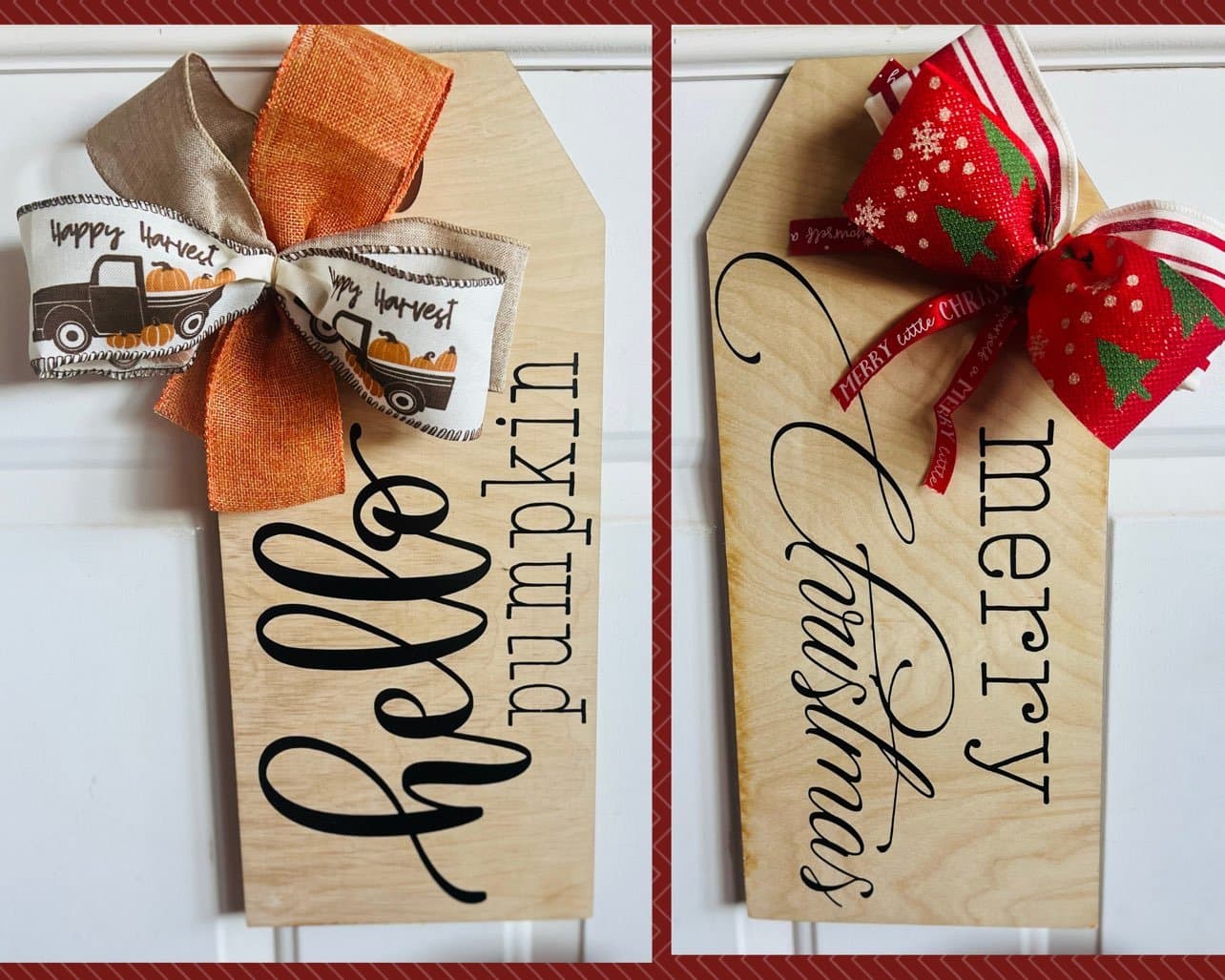Reversible Door Tag for Fall and Christmas!