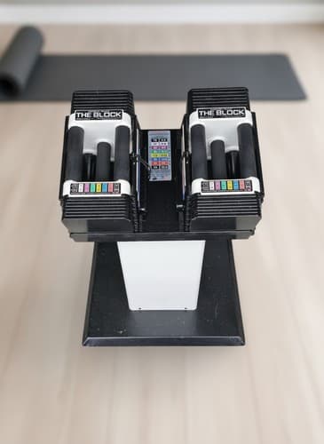PowerBlock Personal Adjustable Dumbbell Set 10-45 lbs with Column Stand Pair
