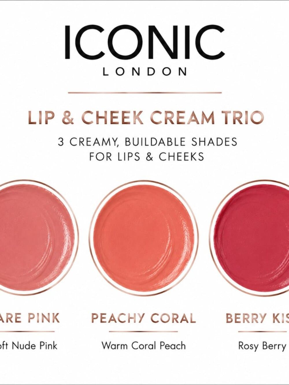 ICONIC London Lip & Cheek Cream Trio - BNIB - Thumbnail 2
