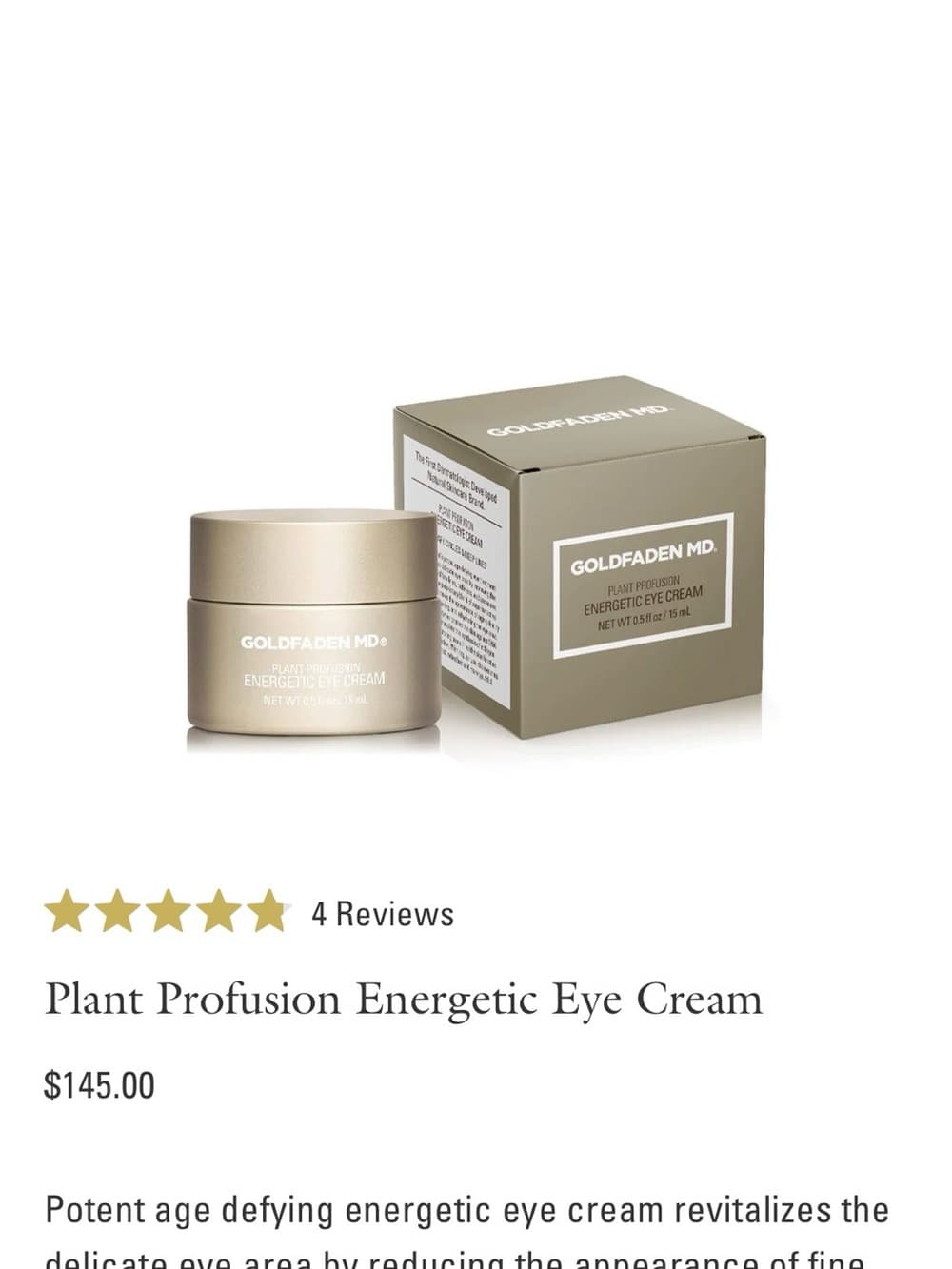 GOLDFADEN MD Cream Energetic Eye Cream