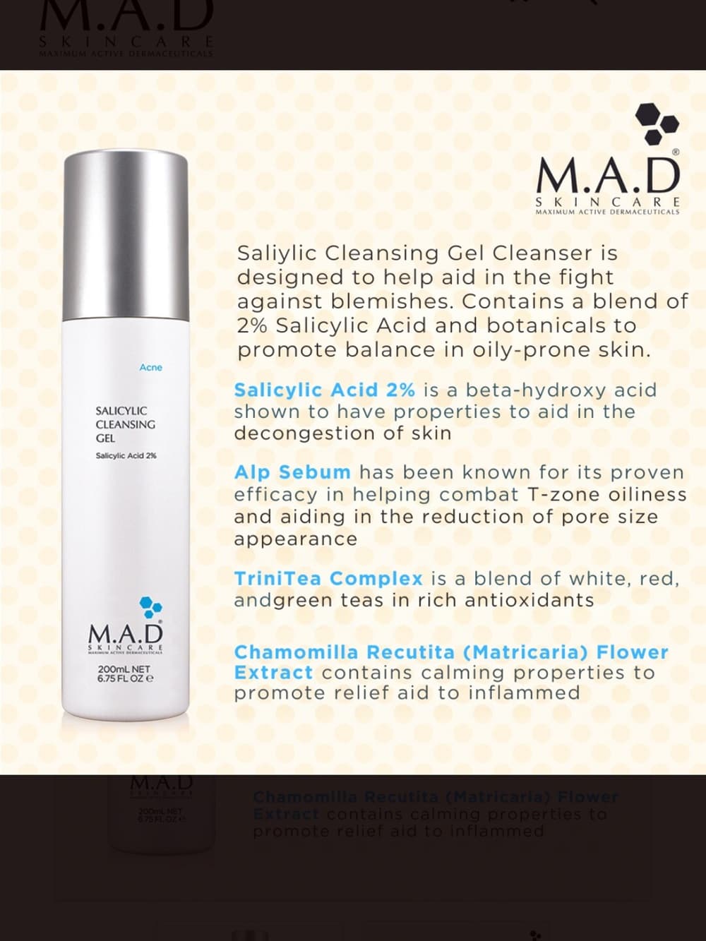 M.A.D Skincare Salicylic Cleansing Gel - White Bottle