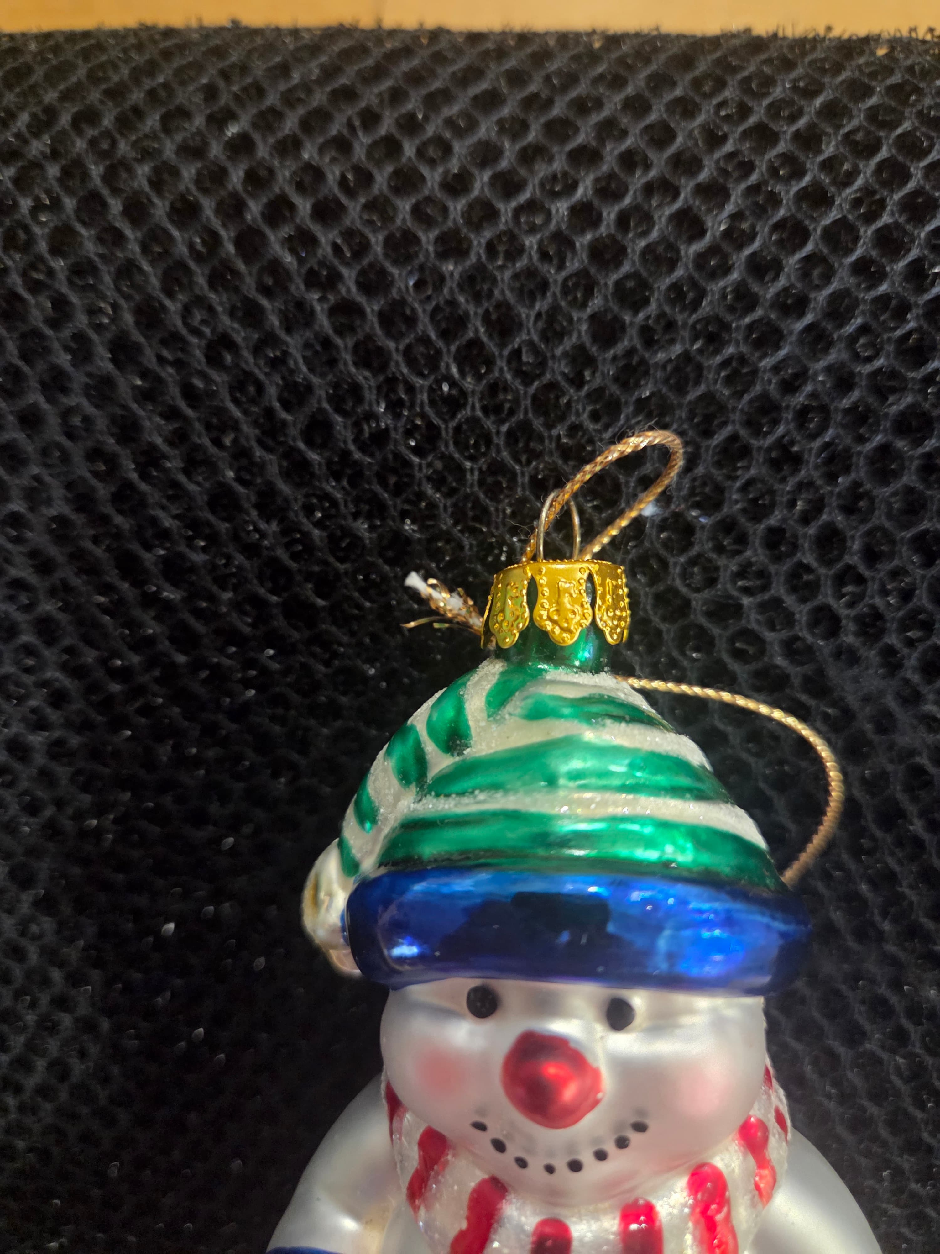 Christopher Radko Vintage Blown Glass Snowman Wreath Ornament - Thumbnail 3