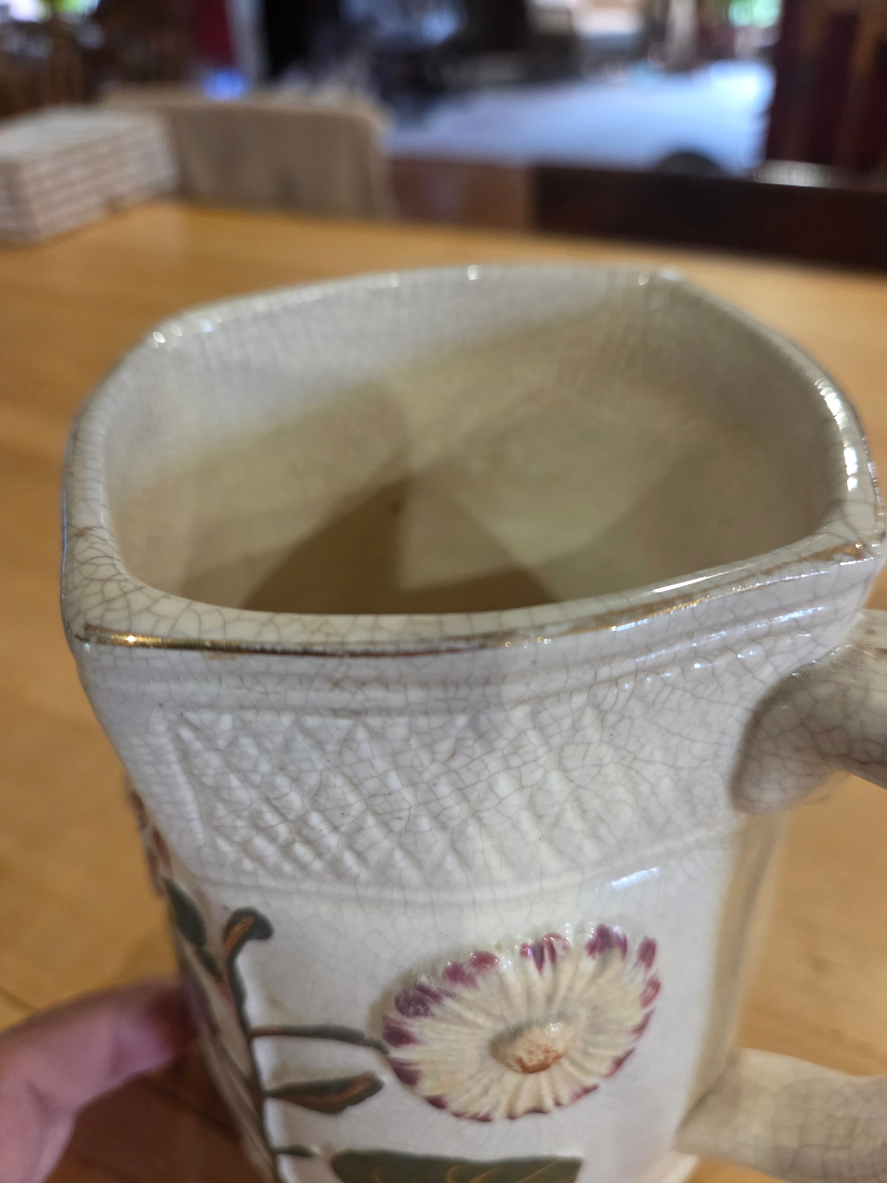 Antique Aesthetic Movement Raised Daisy Ironstone Pitcher Jug - Thumbnail 4
