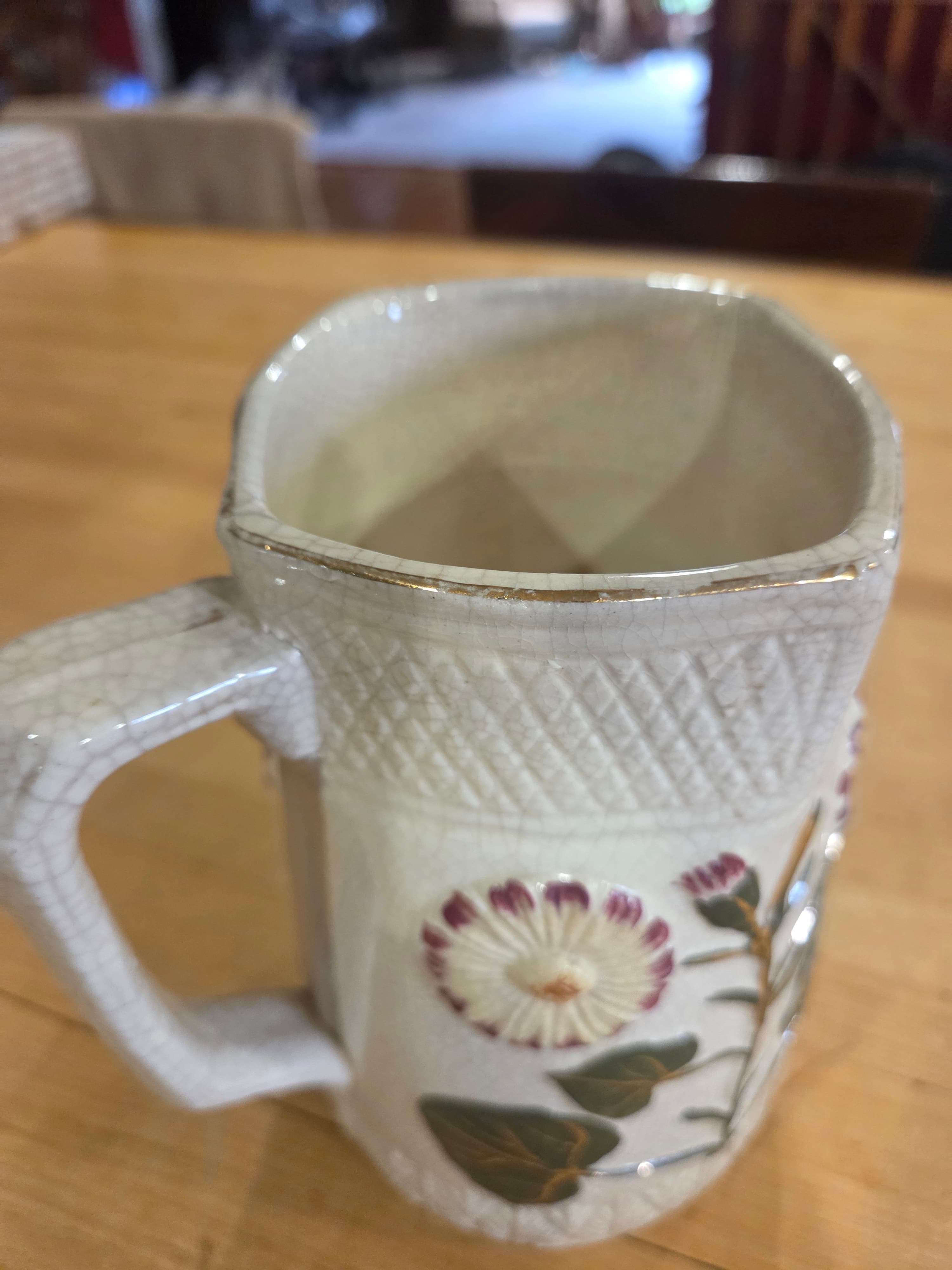 Antique Aesthetic Movement Raised Daisy Ironstone Pitcher Jug - Thumbnail 5