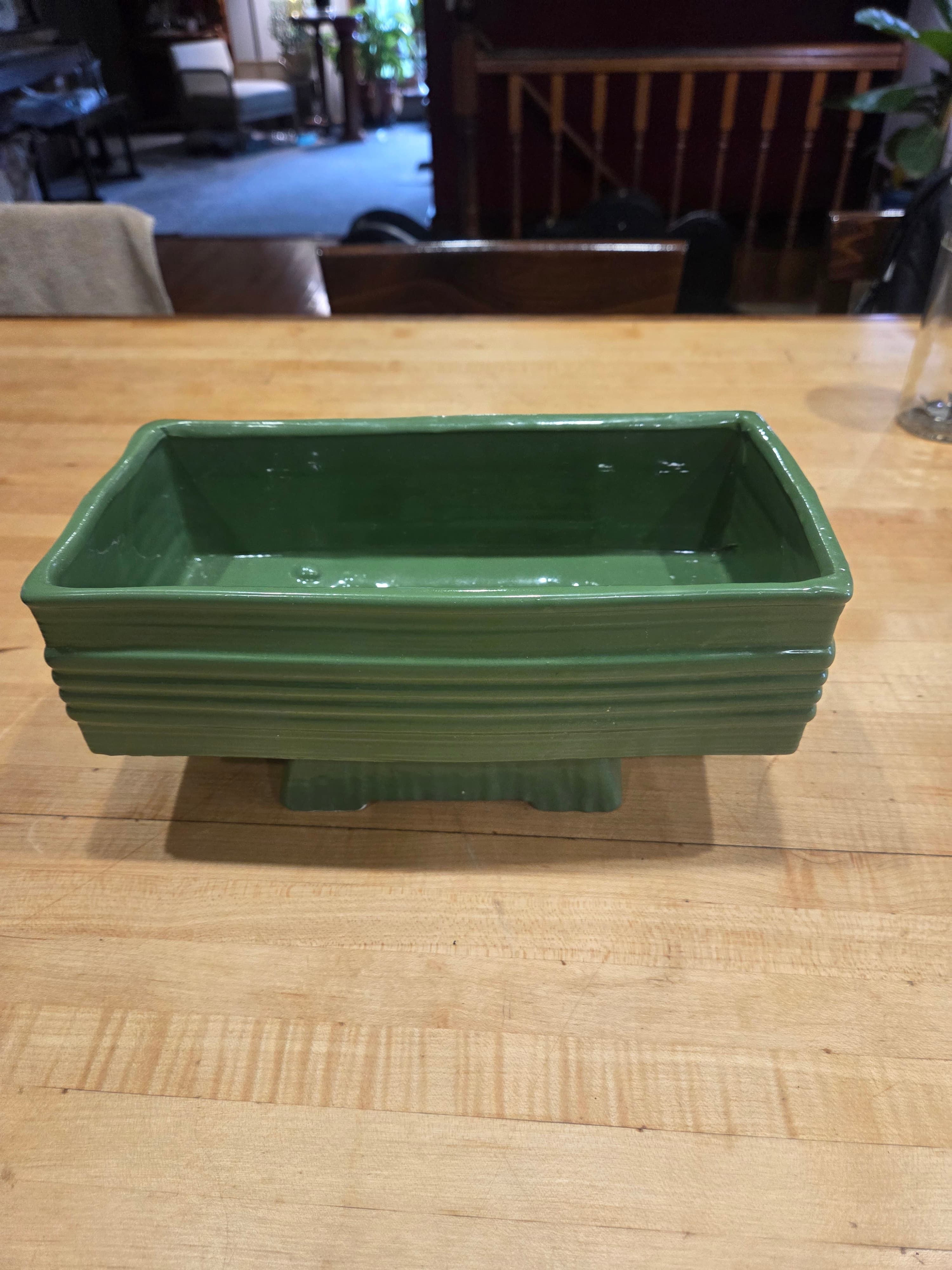 Vintage Green Ribbed Ceramic Planter - Classic McCoy/Haeger Style - Thumbnail 4