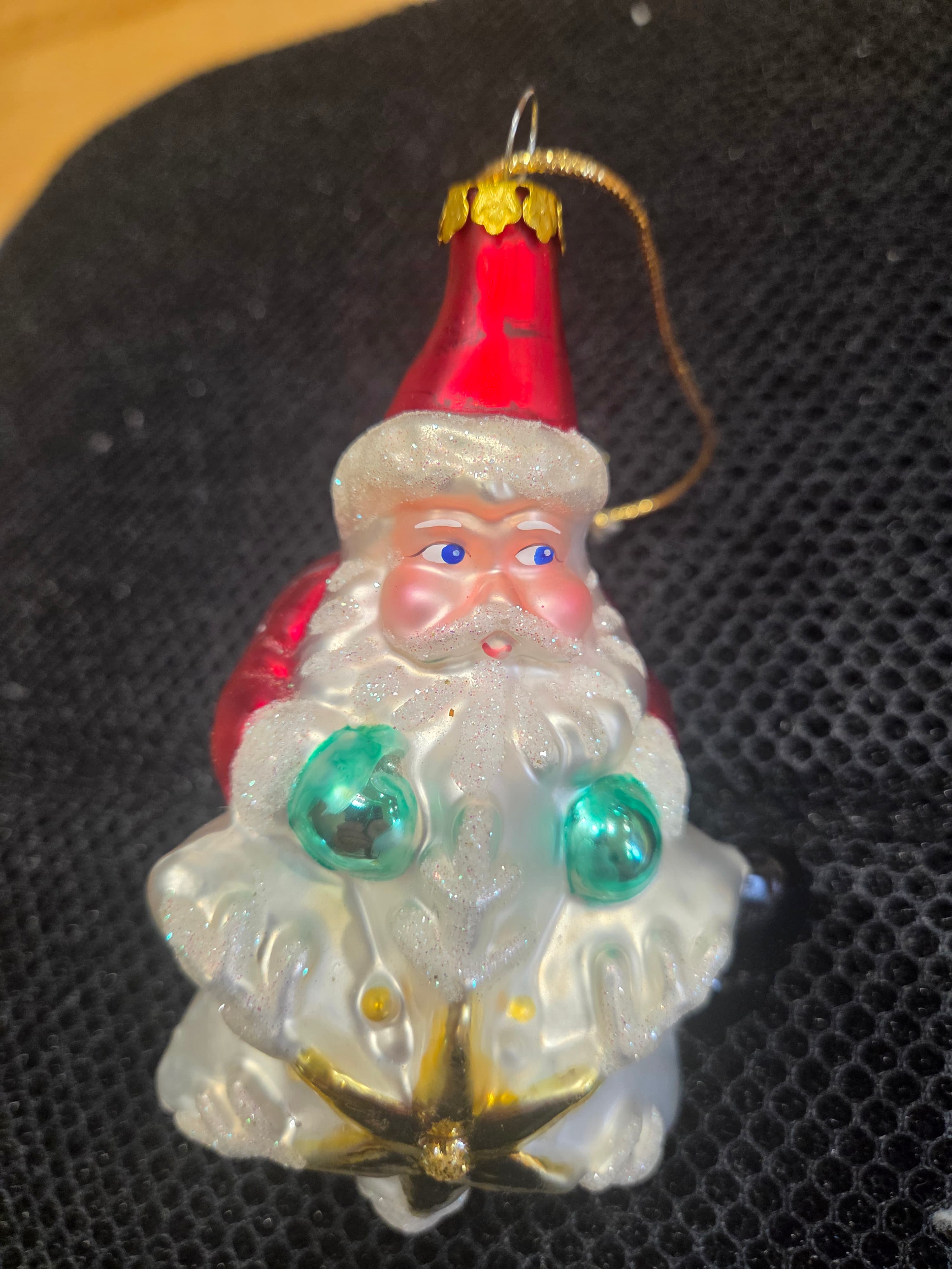 Christopher Radko Vintage Blown Glass Santa Star Ornament CR Mark