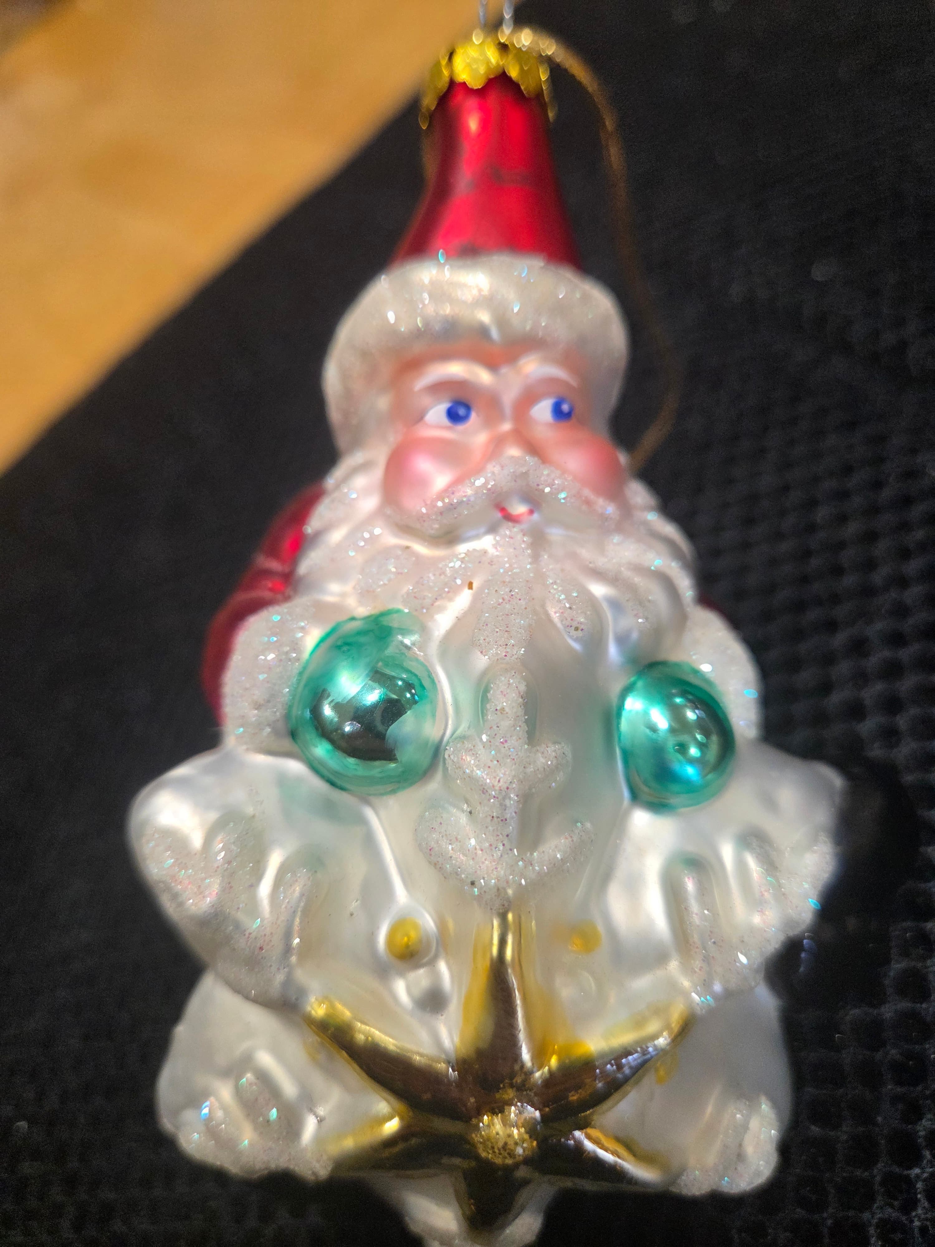 Christopher Radko Vintage Blown Glass Santa Star Ornament CR Mark - Thumbnail 2