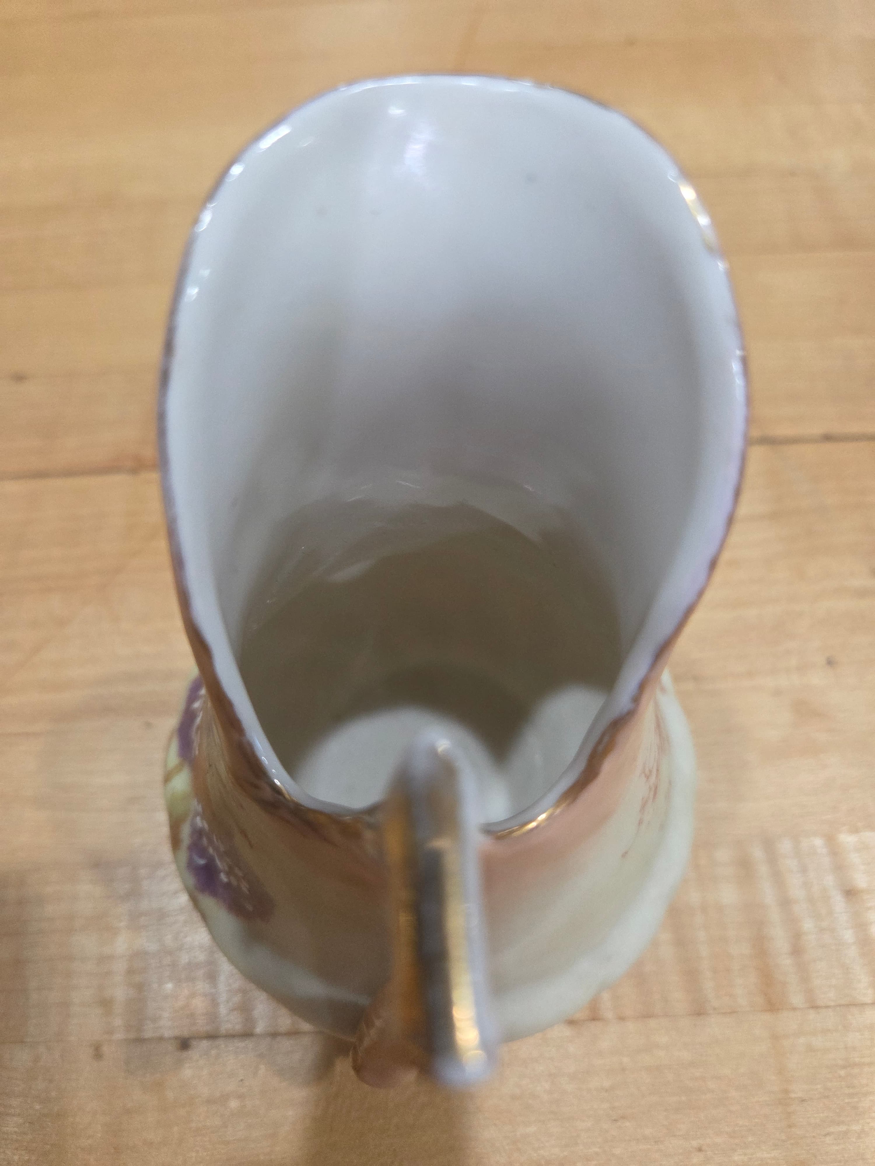 Antique Victorian Hand Painted Hydrangea Porcelain Creamer Pitcher - Thumbnail 5