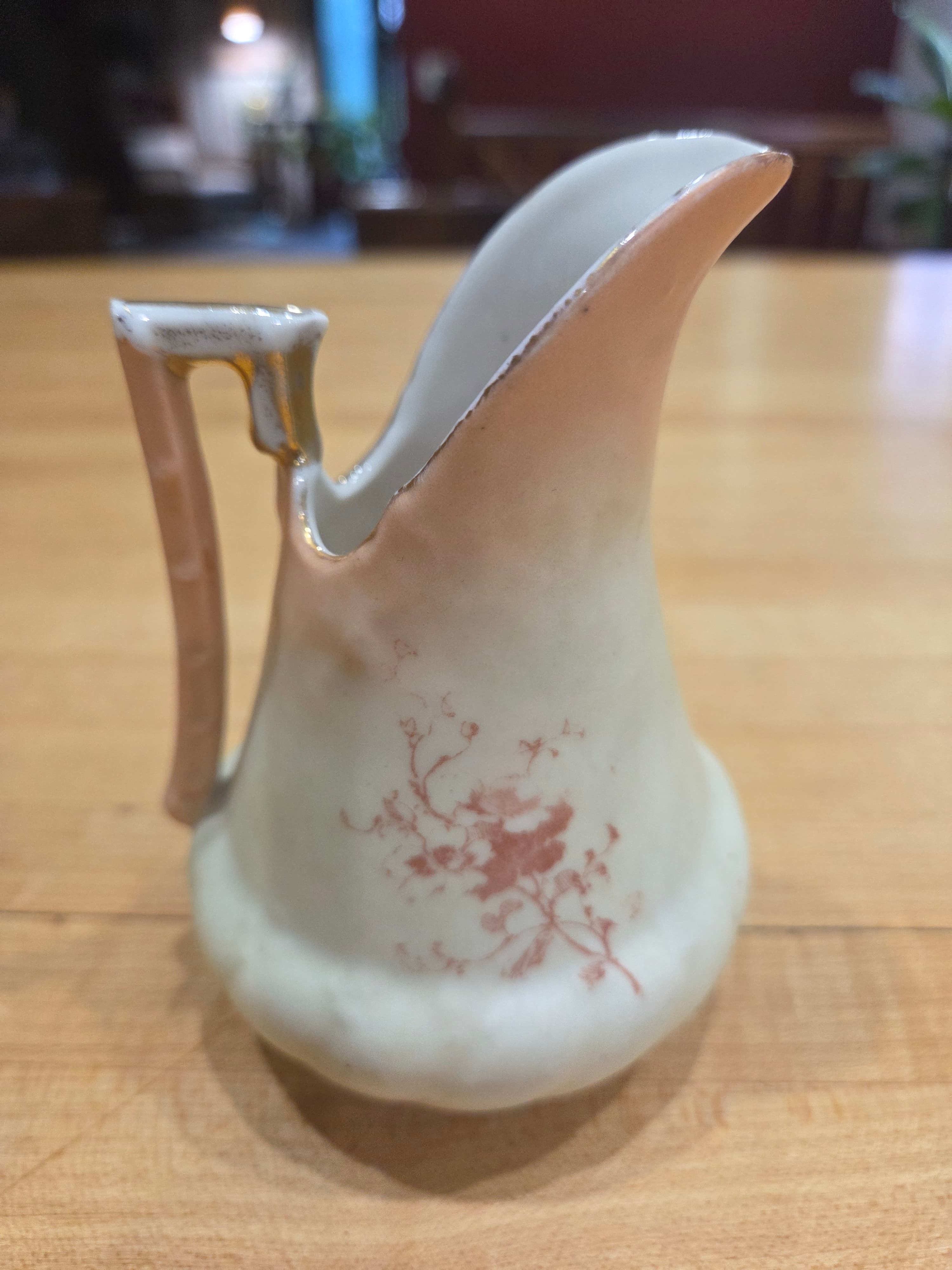 Antique Victorian Hand Painted Hydrangea Porcelain Creamer Pitcher - Thumbnail 2