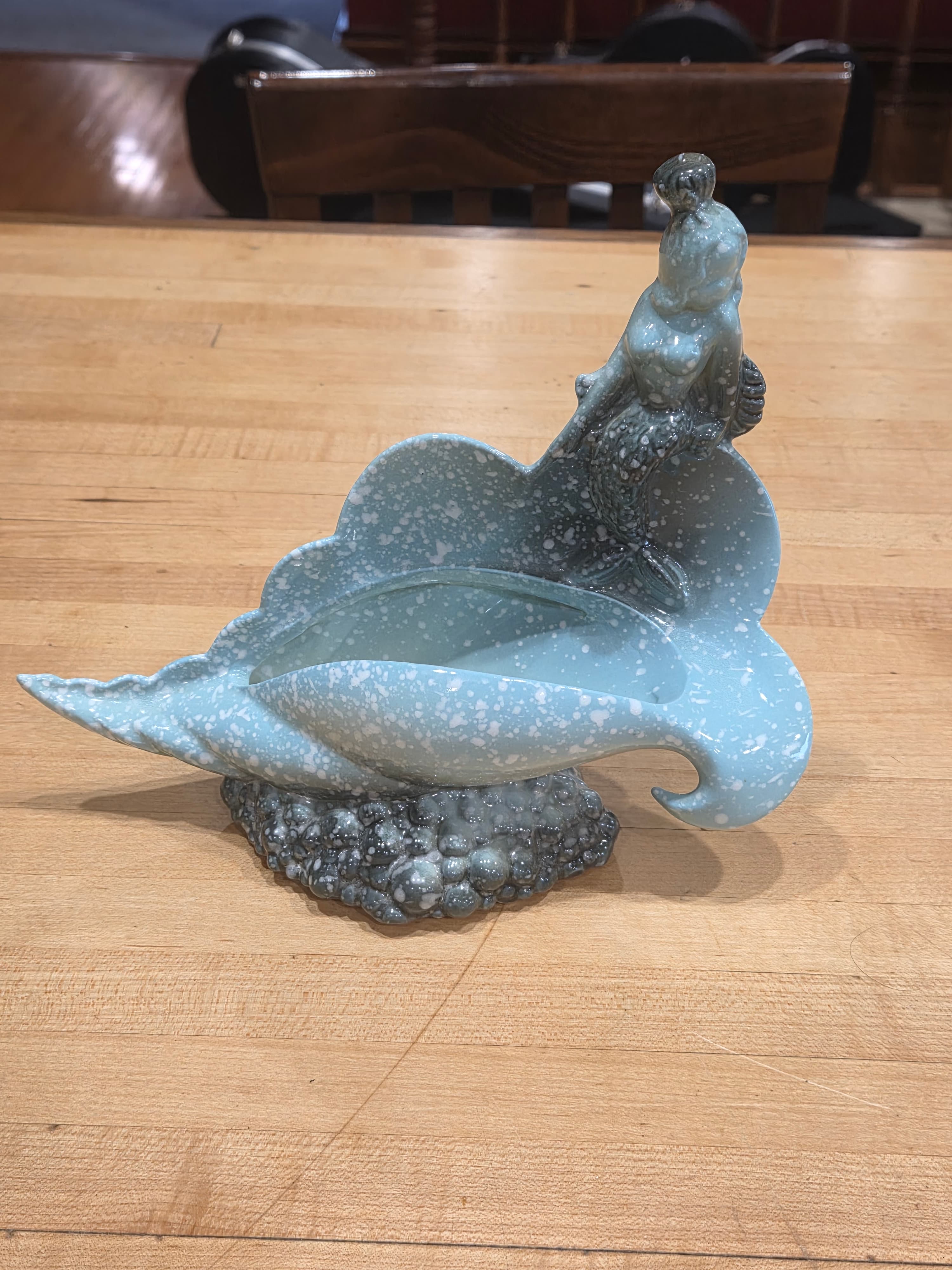 Vintage Hull Pottery Ebb Tide E-3 Mermaid Conch Shell Planter