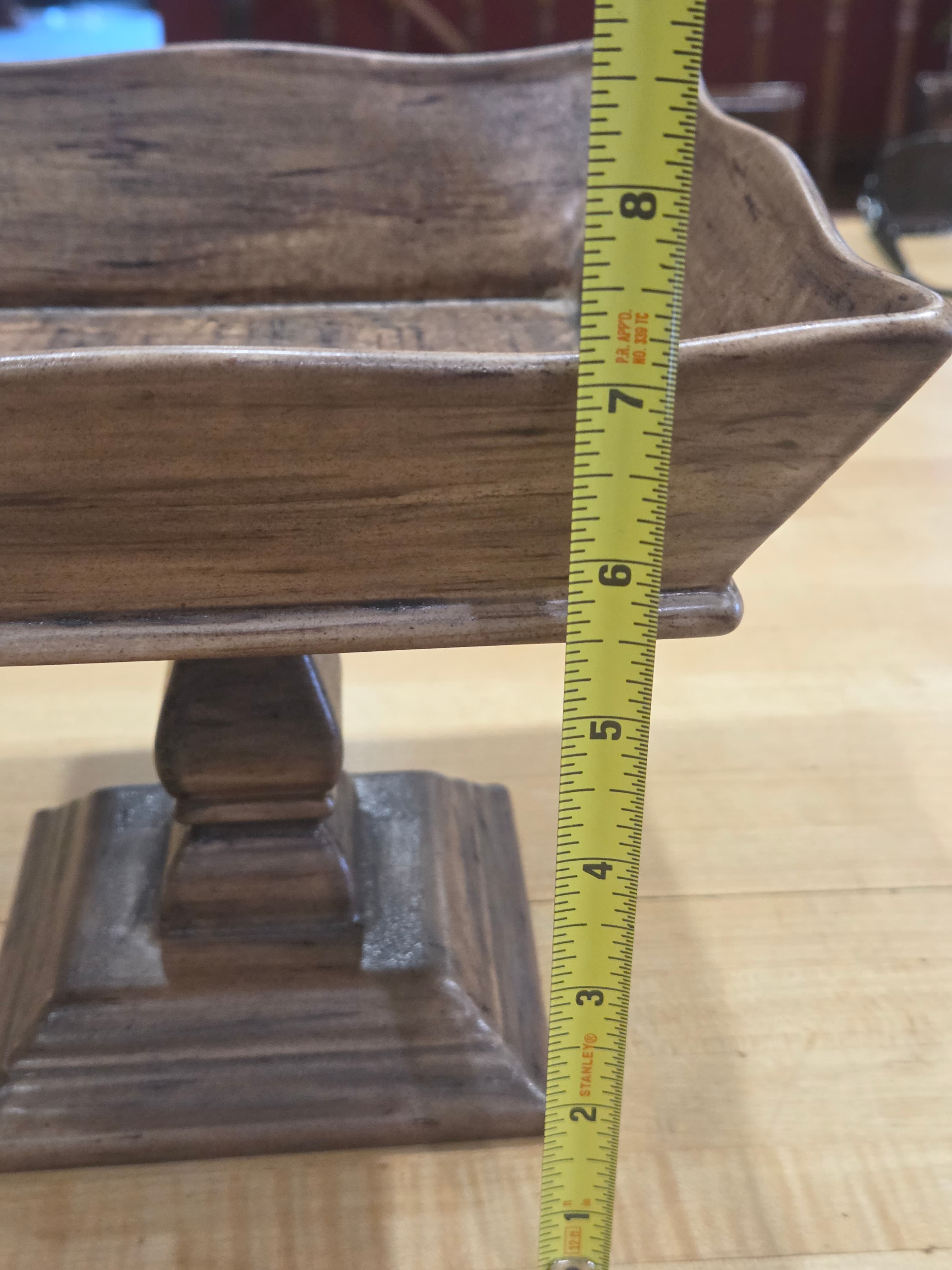 Large Vintage Atlantic Mold Faux Bois Ceramic Pedestal Centerpiece - Thumbnail 7