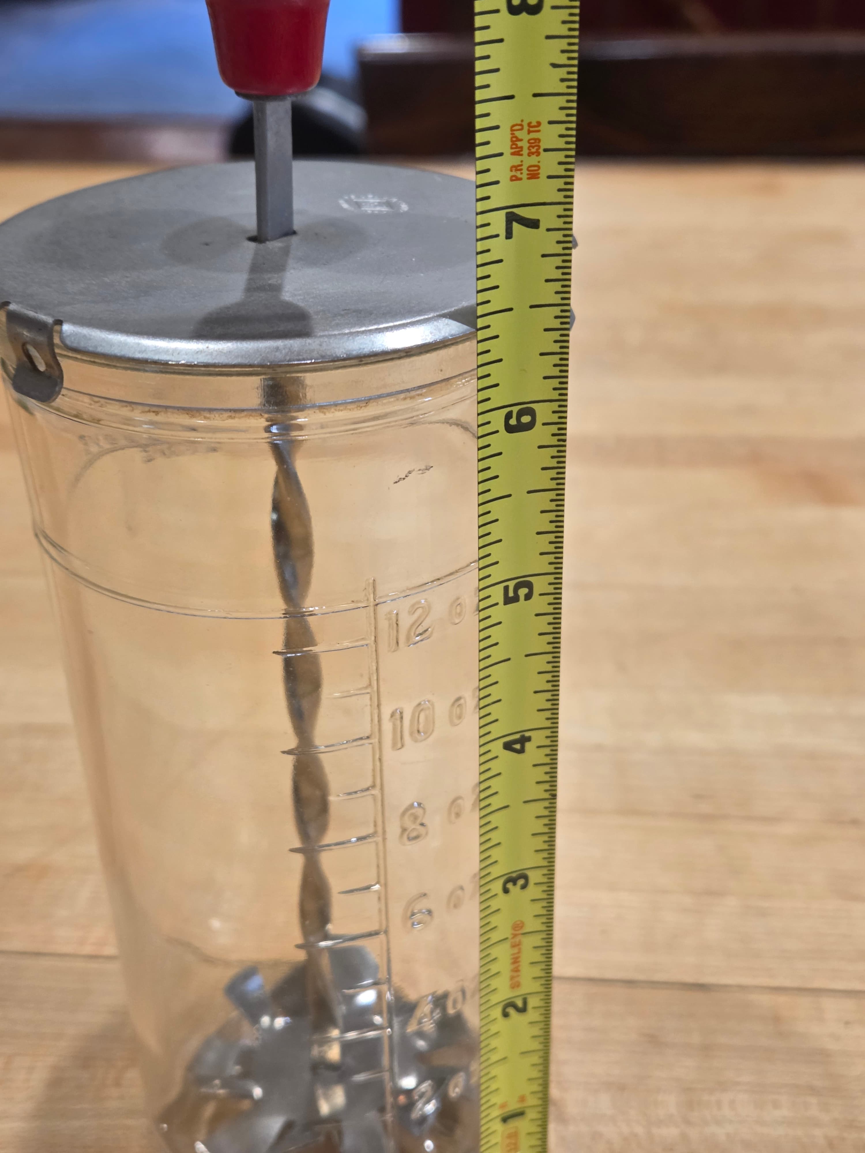 Antique A&J Hazel Atlas 12oz Glass Quick Mixer Cream Whipper - Thumbnail 5