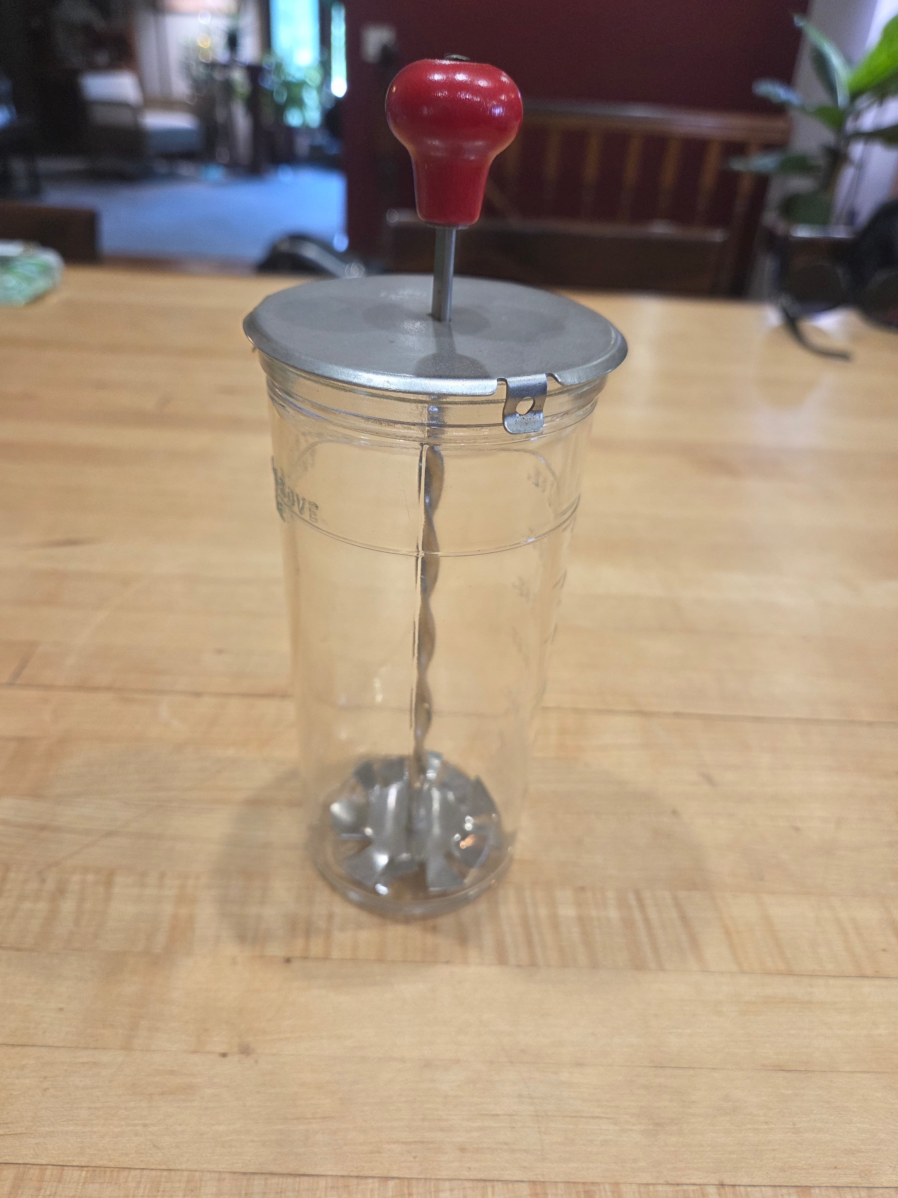 Antique A&J Hazel Atlas 12oz Glass Quick Mixer Cream Whipper