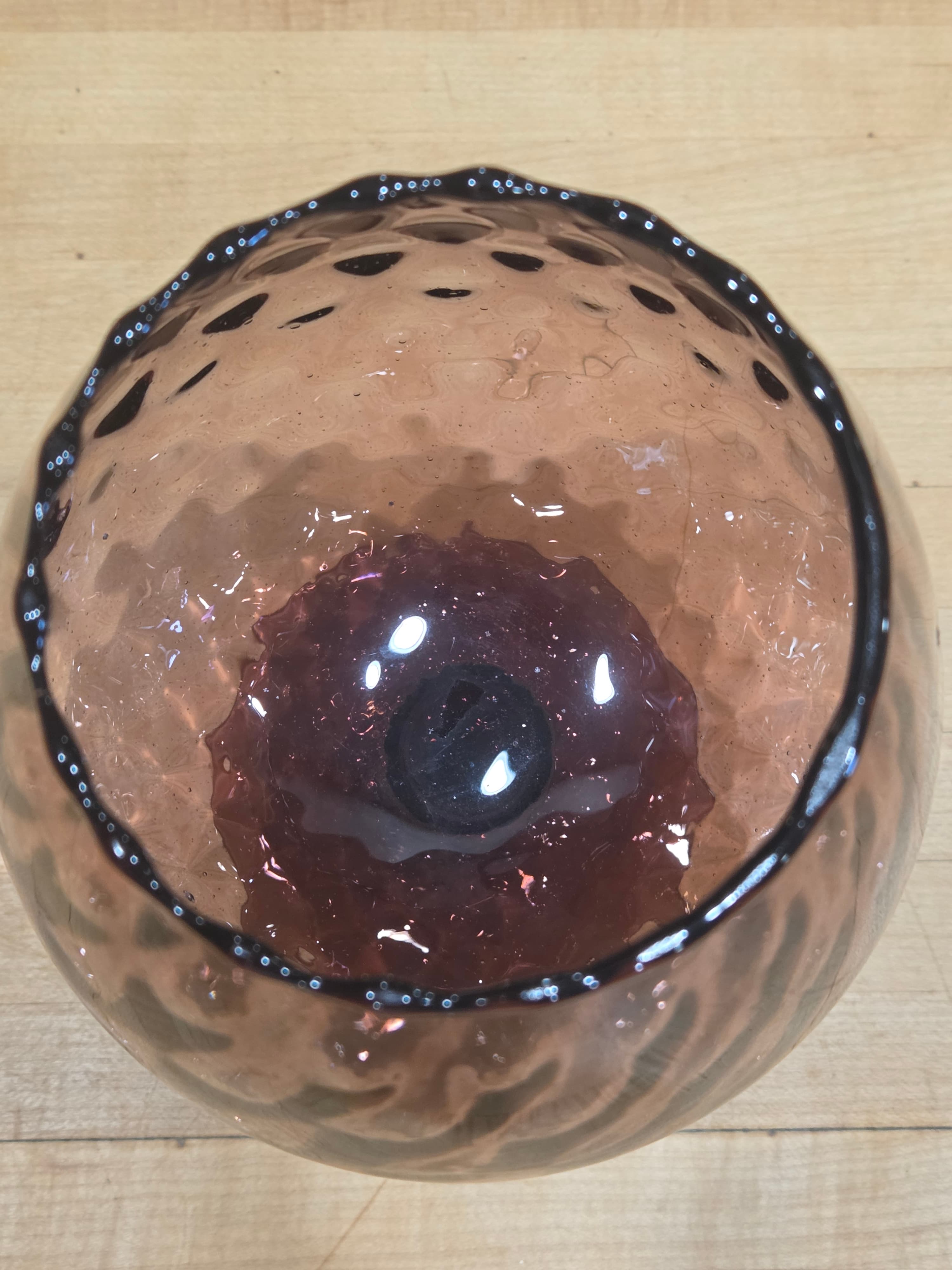 Vintage MCM Empoli Italian Amethyst Optic Glass Brandy Snifter Vase - Thumbnail 3