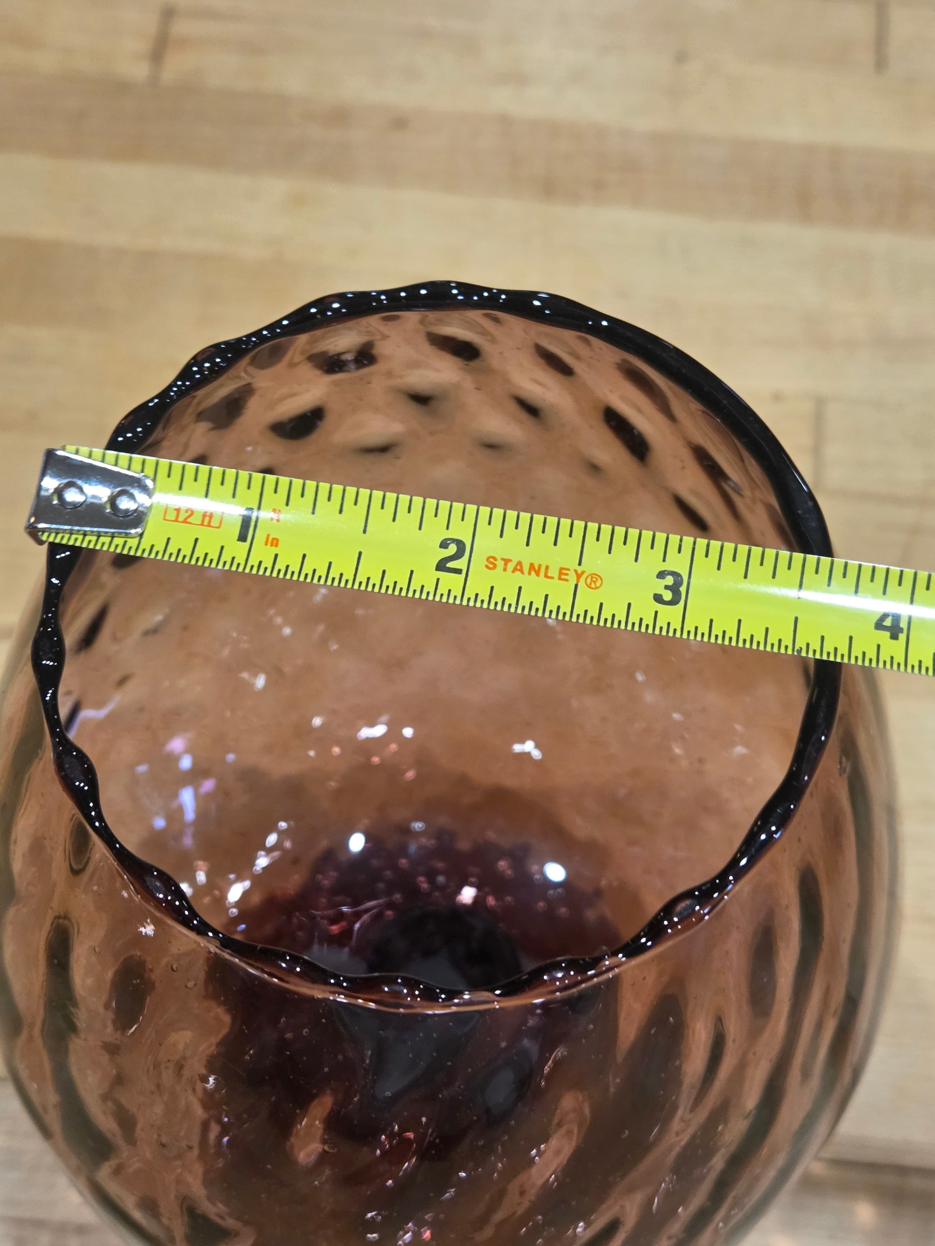 Vintage MCM Empoli Italian Amethyst Optic Glass Brandy Snifter Vase - Thumbnail 4