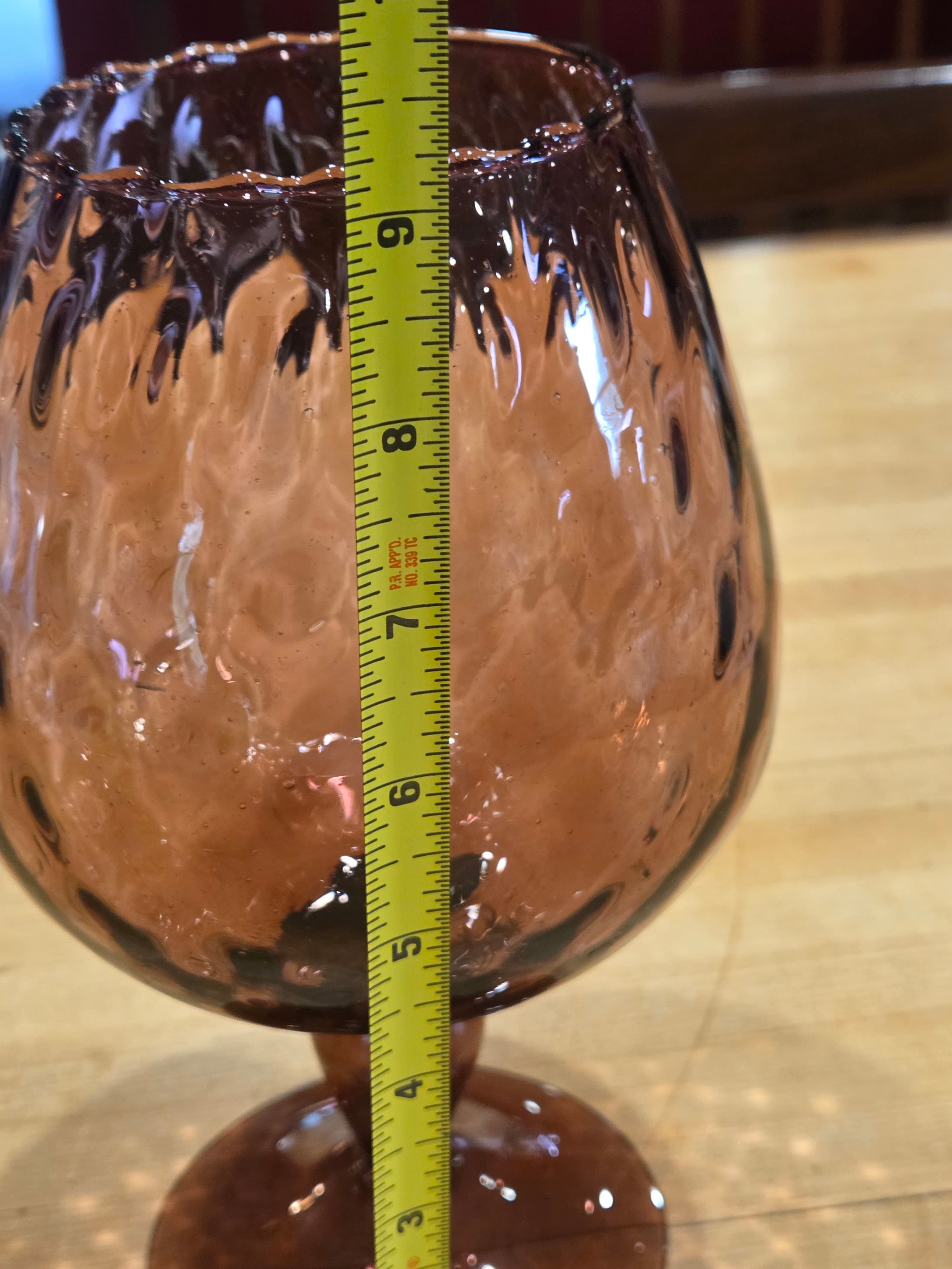 Vintage MCM Empoli Italian Amethyst Optic Glass Brandy Snifter Vase - Thumbnail 5