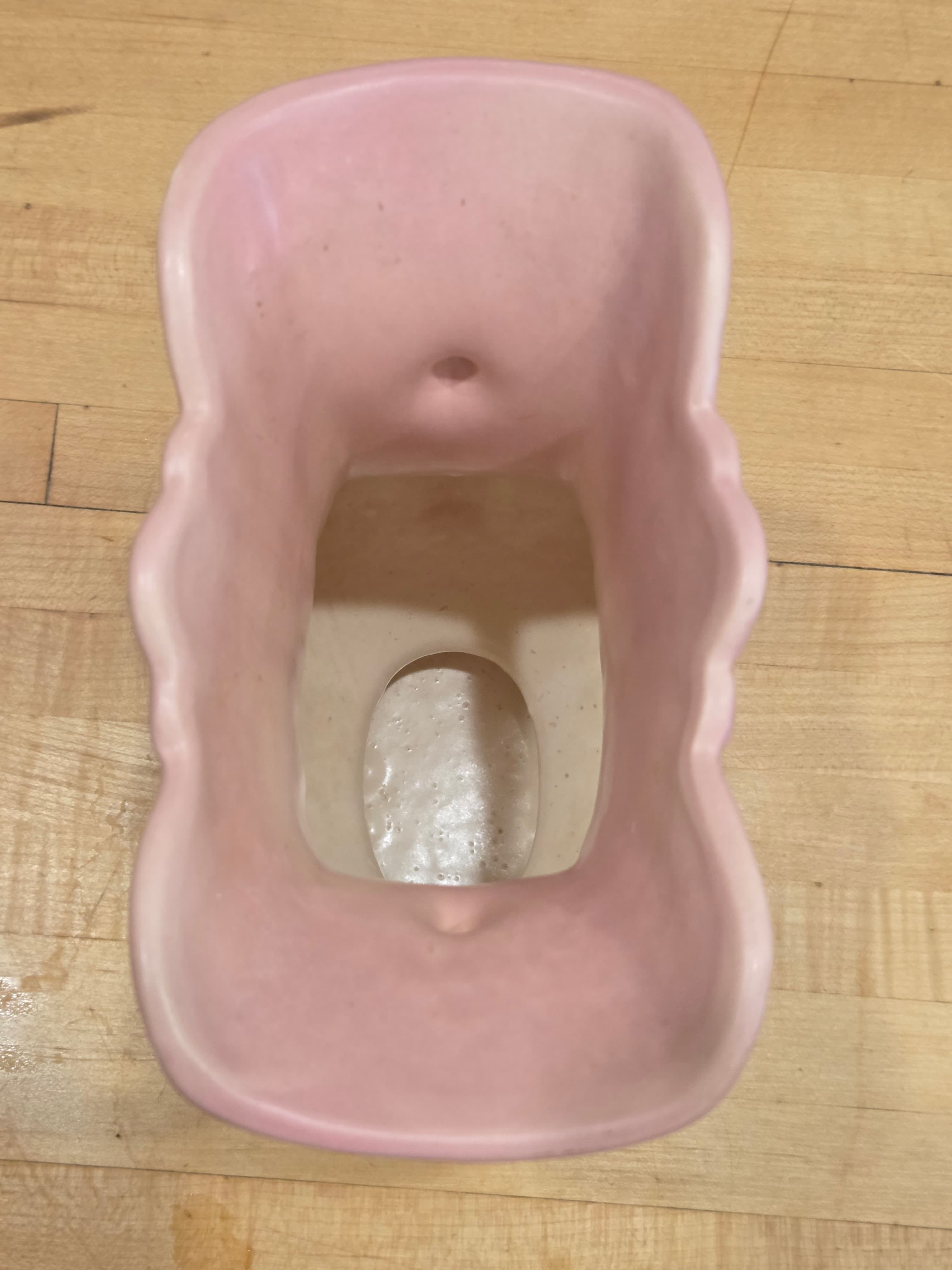 Vintage Hull Pottery Mardi Gras Granada 48-9 Double Handled Vase Pink Blue As Is - Thumbnail 5